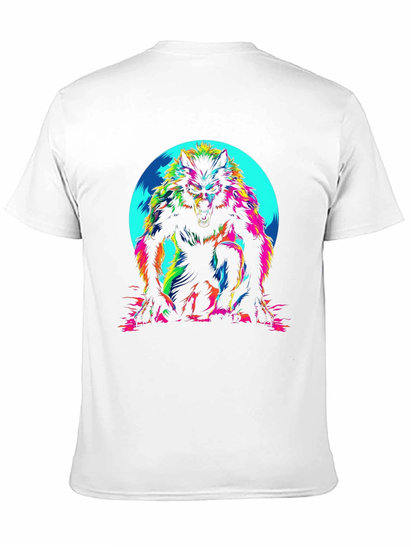 Vibrant Werewolf Graphic T-Shirt - Mens Black Crew Neck