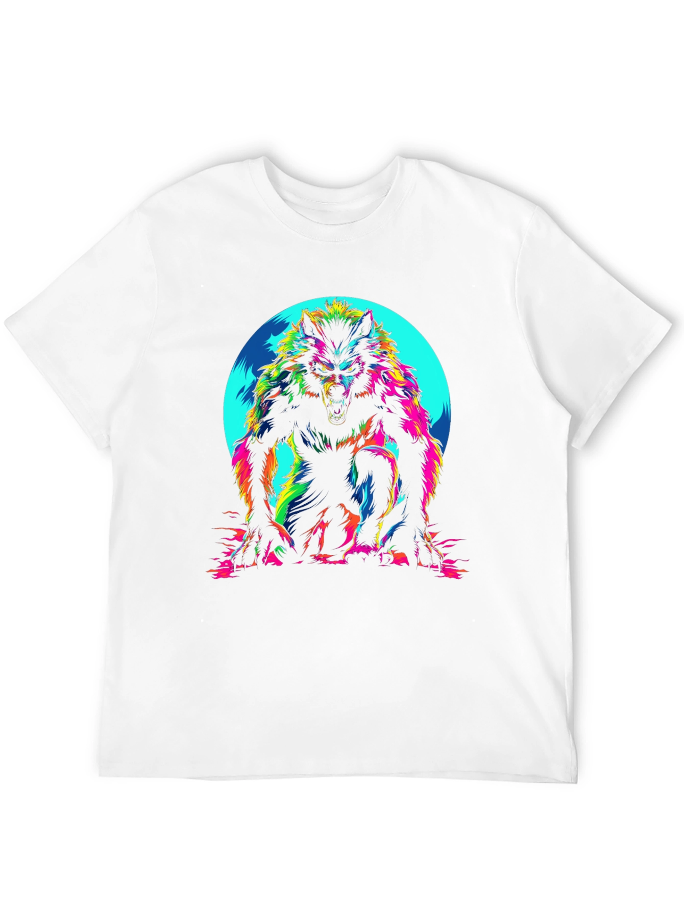 Vibrant Werewolf Graphic T-Shirt - Mens Black Crew Neck