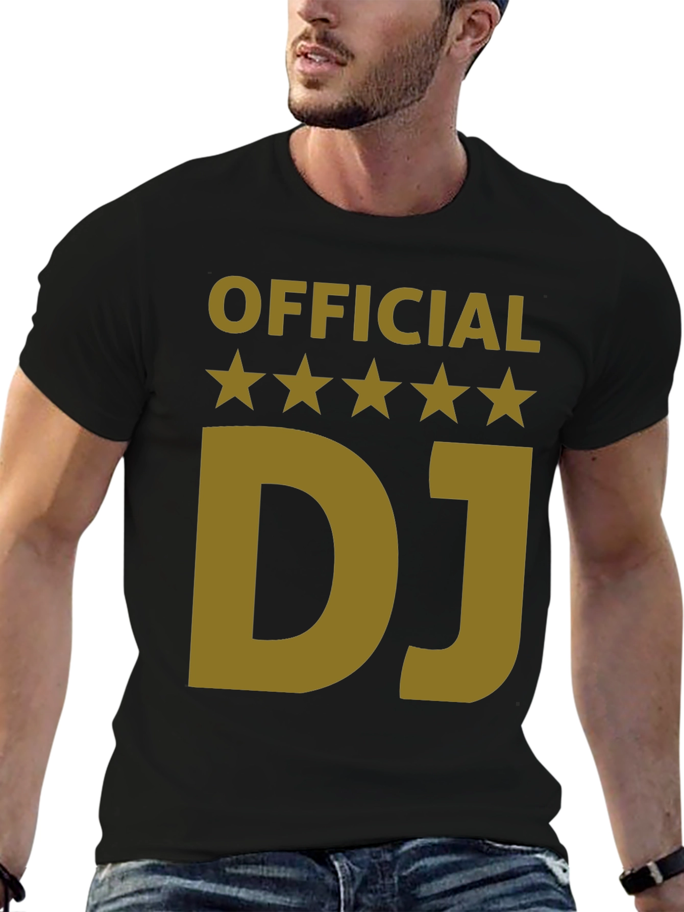 Official DJ T-Shirt - Gold Print Black Tee