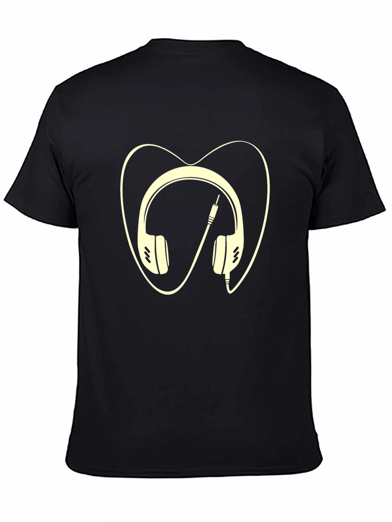 Headphone Heart Graphic Tee - Black