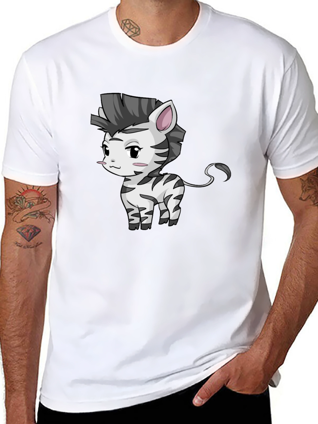 Zebra Cartoon Graphic T-Shirt - Unisex
