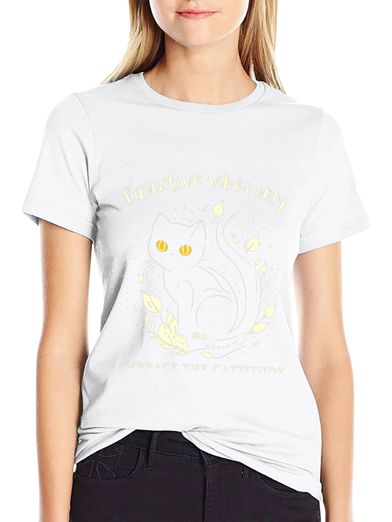 Pawsitive Vibes Cat T-Shirt - Embrace the Cattitude