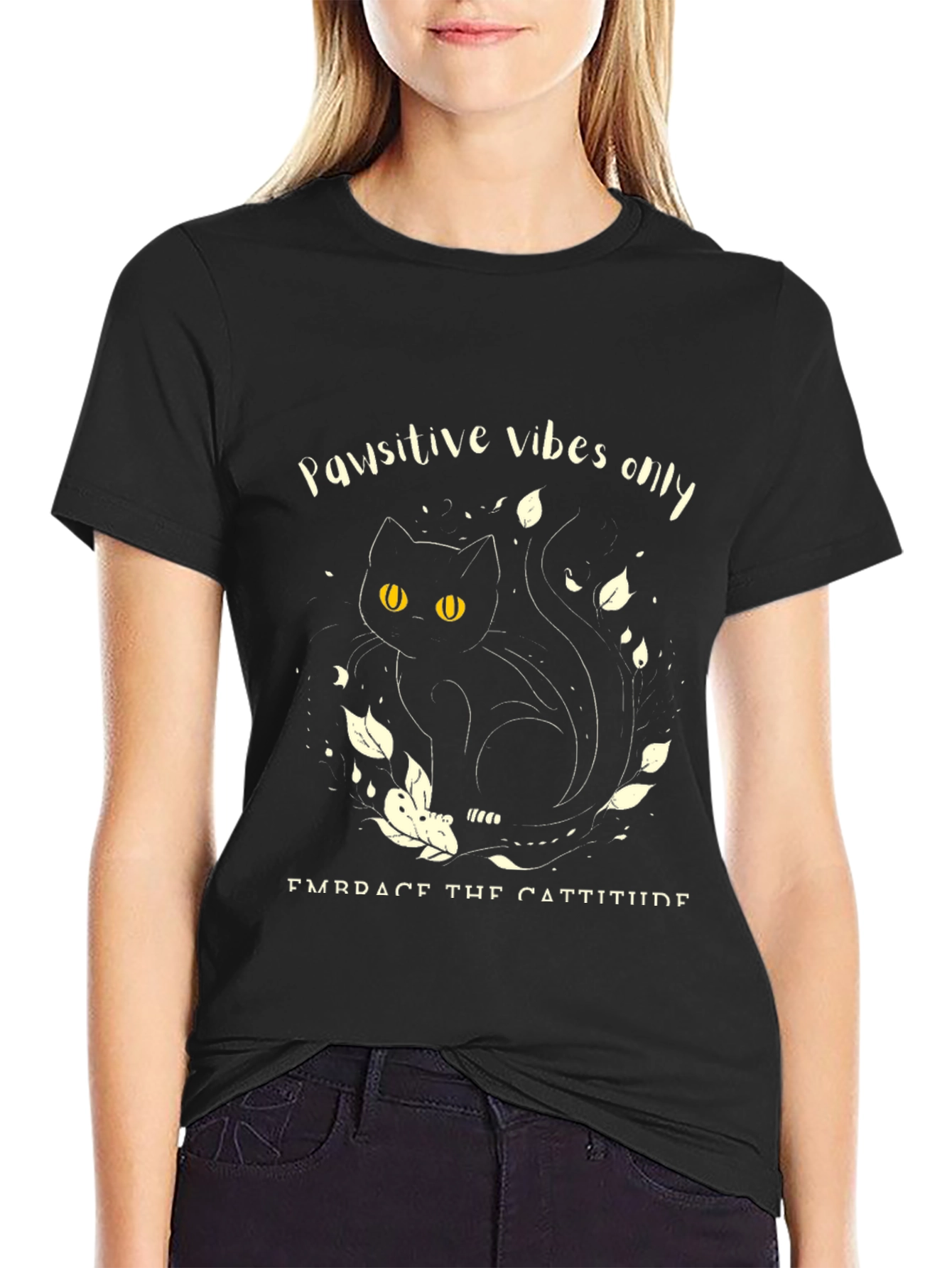 Pawsitive Vibes Cat T-Shirt - Embrace the Cattitude