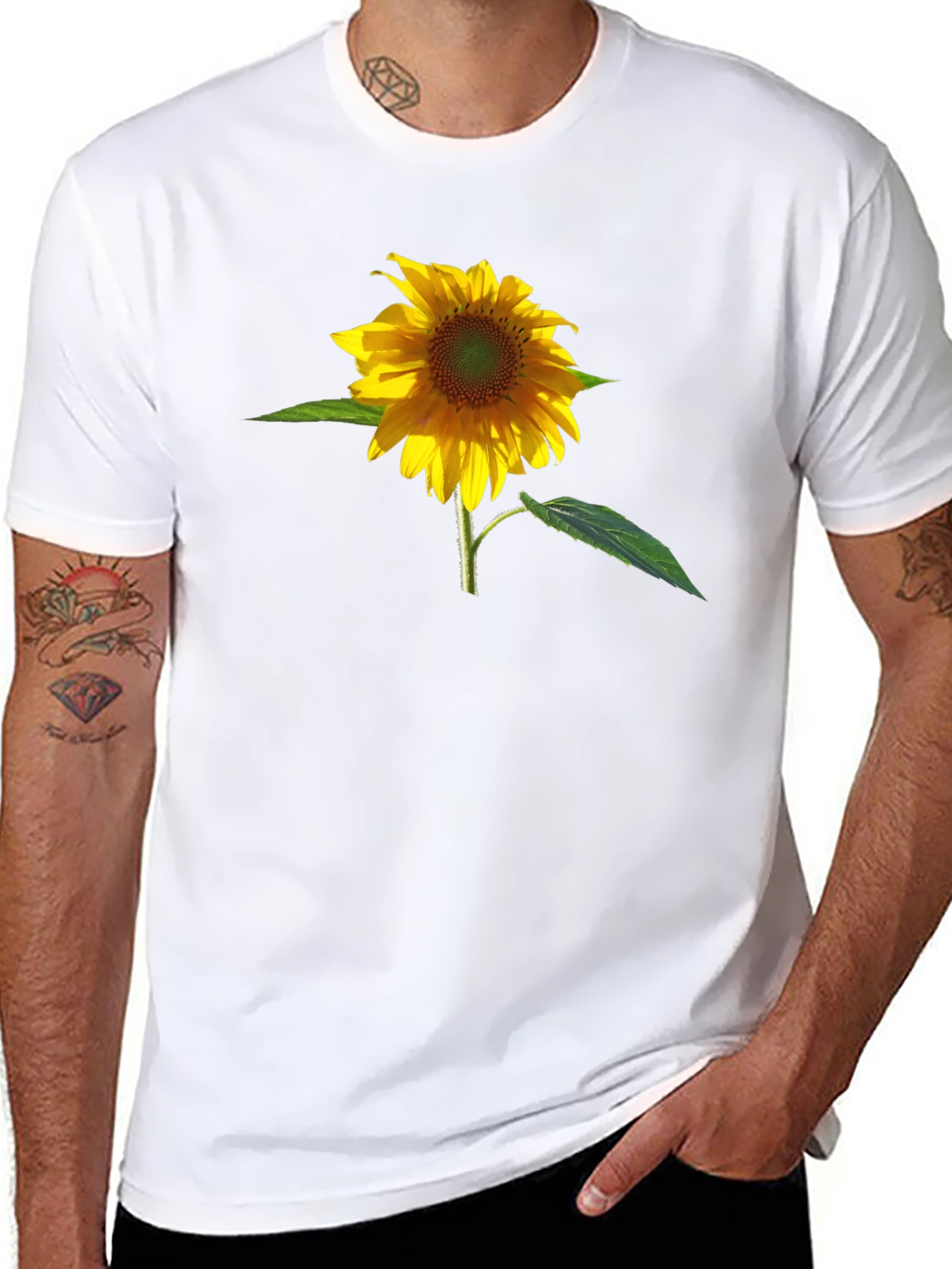 Sunflower Graphic Print Black T-Shirt