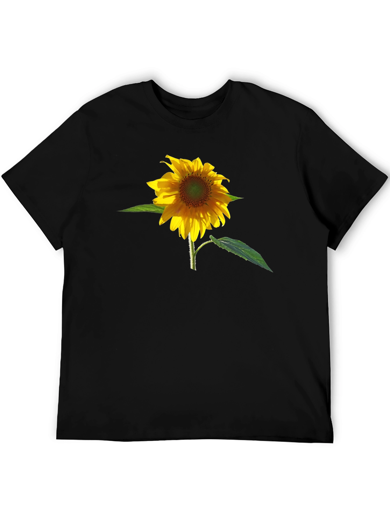 Sunflower Graphic Print Black T-Shirt