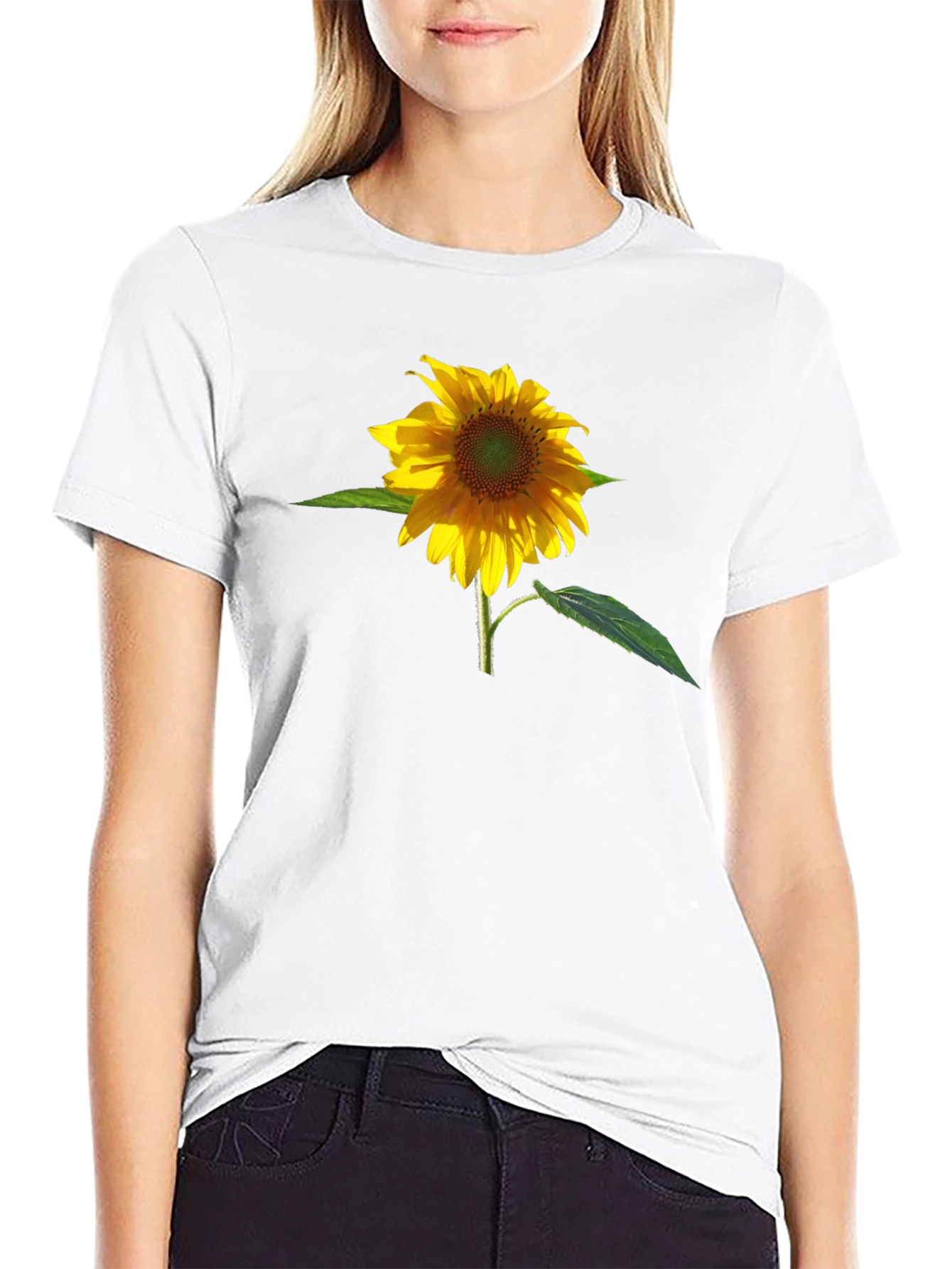 Sunflower Graphic Print Black T-Shirt