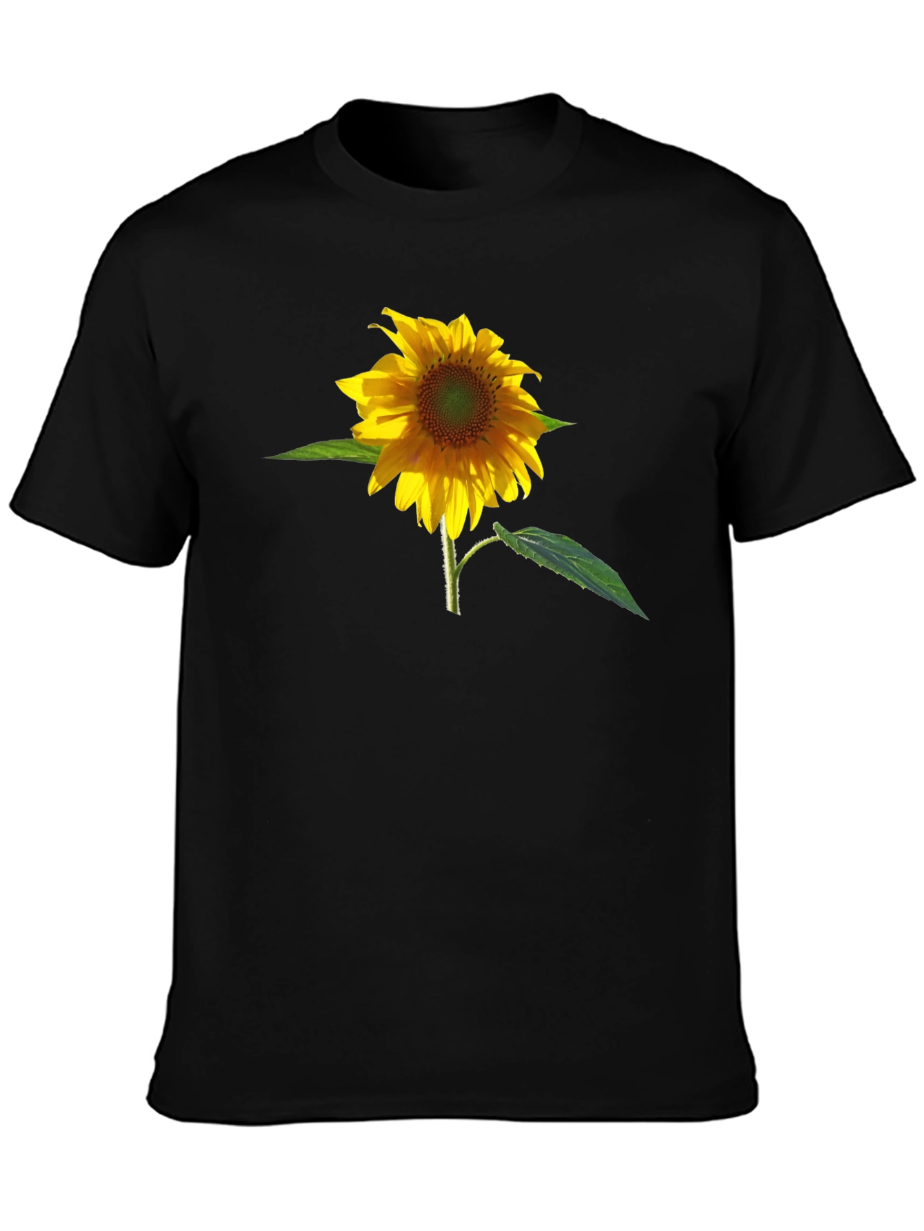 Sunflower Graphic Print Black T-Shirt