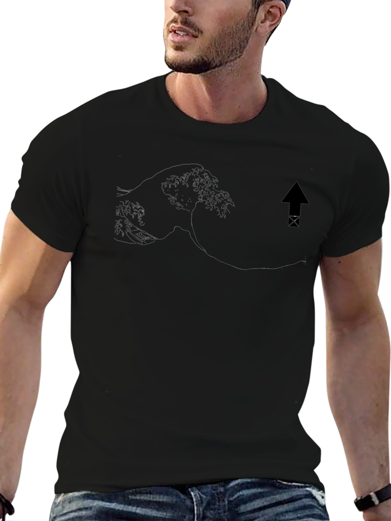 Black Graphic Print Crew Neck T-Shirt