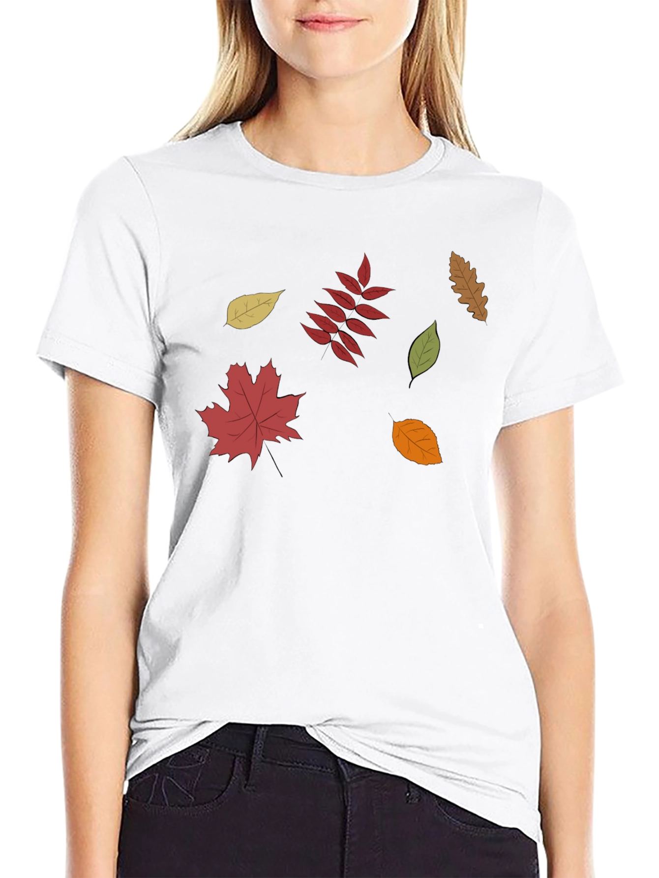 Fall Leaves Graphic Tee - Stylish Autumn Design