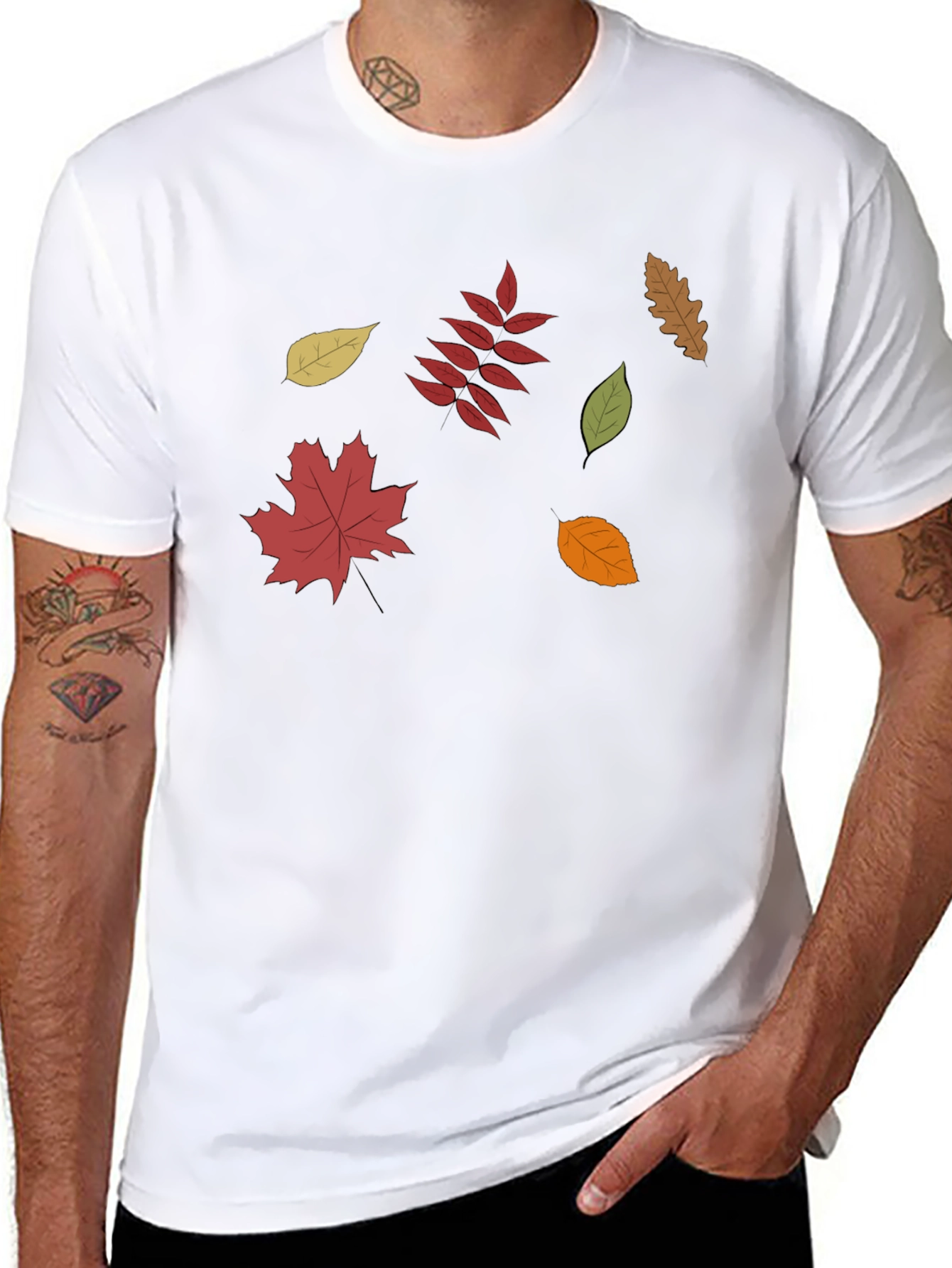 Fall Leaves Graphic Tee - Stylish Autumn Design