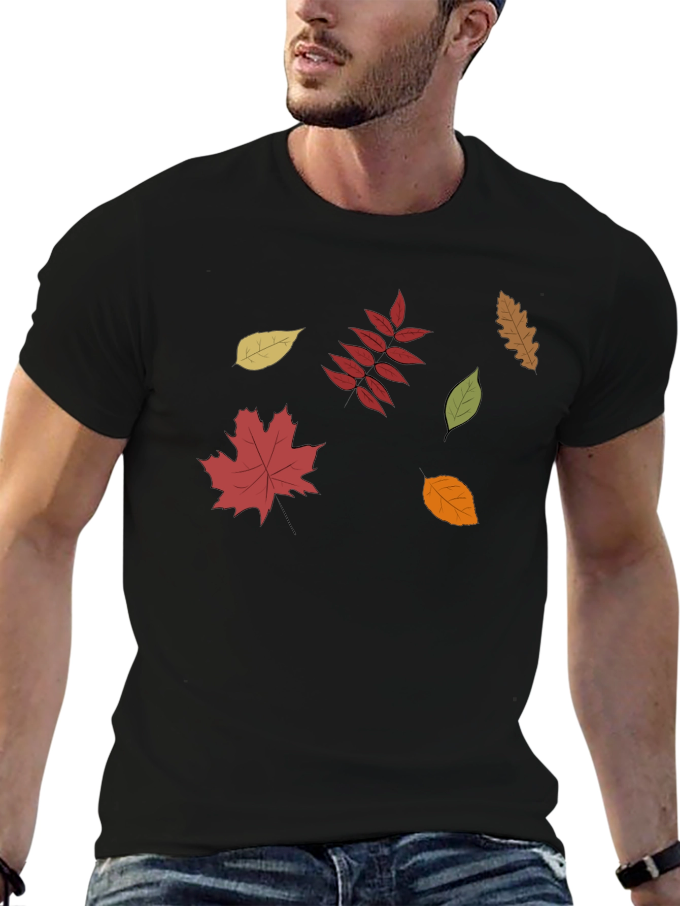 Fall Leaves Graphic Tee - Stylish Autumn Design