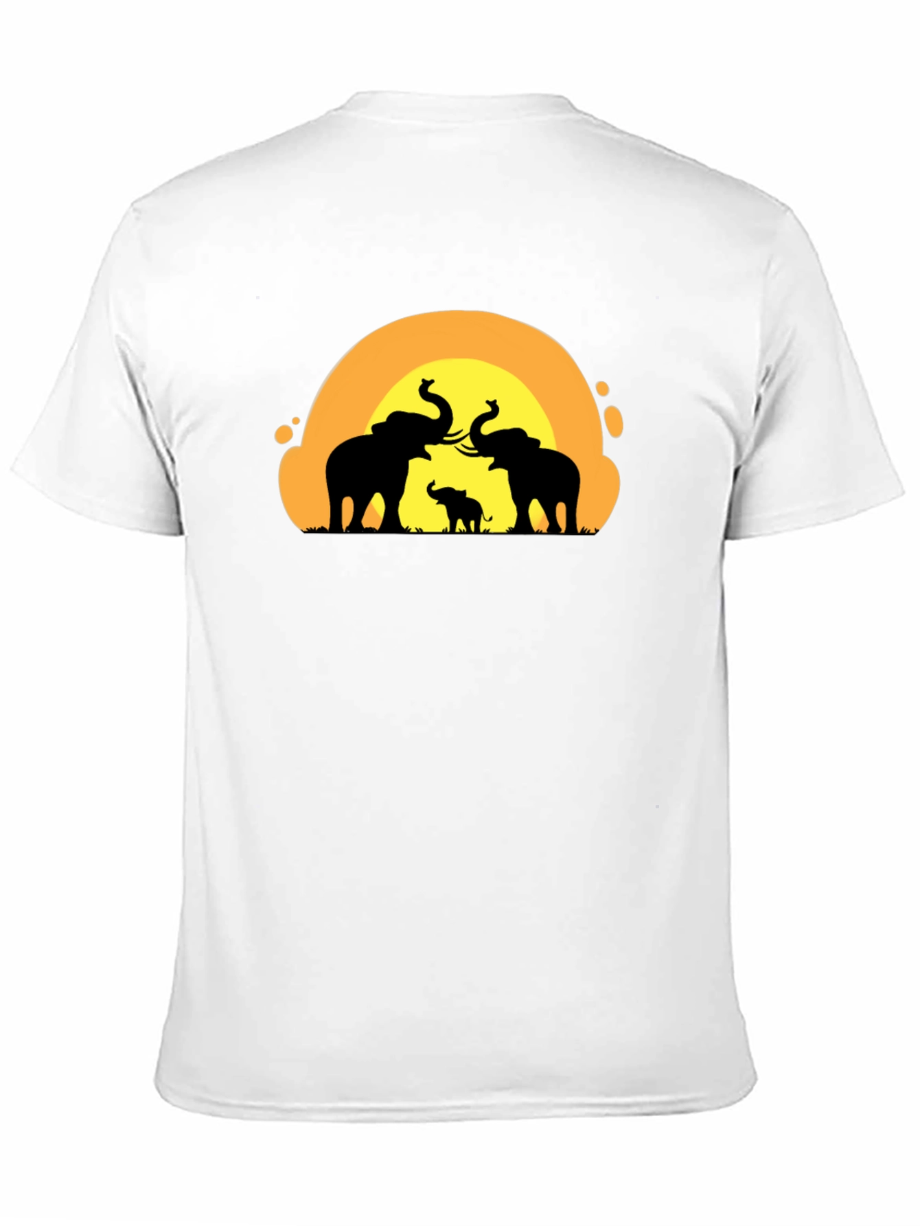 Elephant Sunset Graphic Tee - Black Cotton T-Shirt