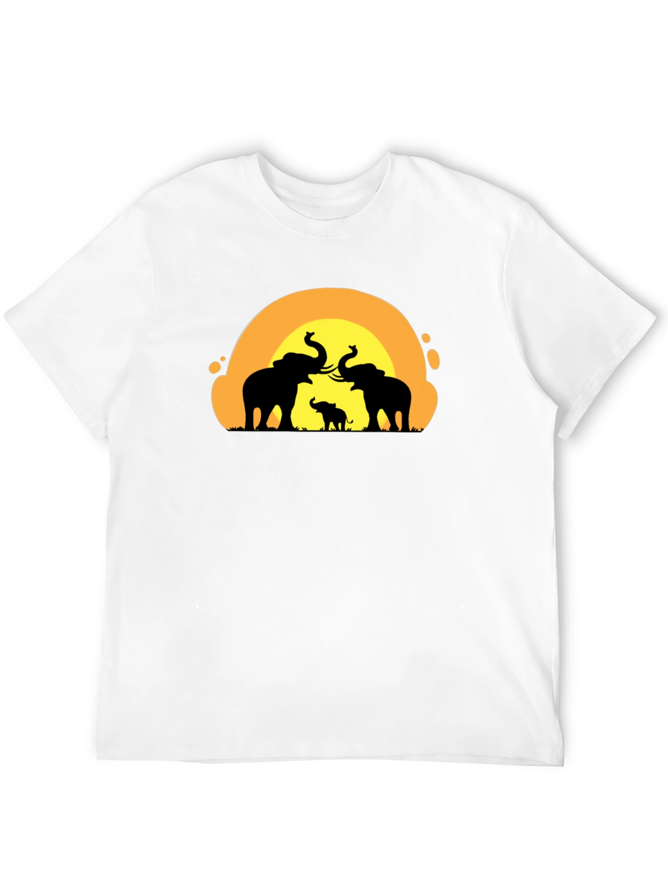 Elephant Sunset Graphic Tee - Black Cotton T-Shirt