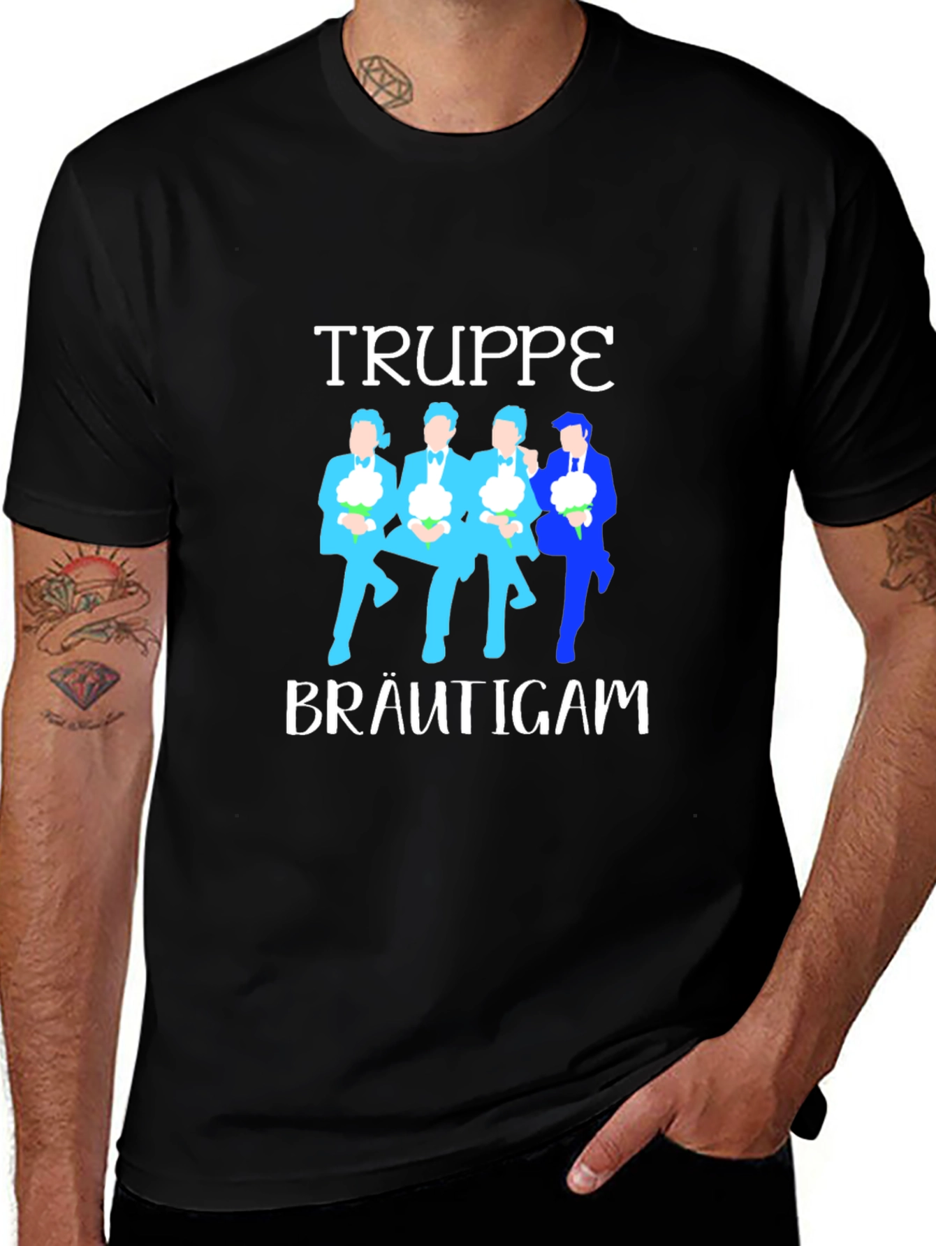 Truppe Bräutigam Mens Black T-Shirt
