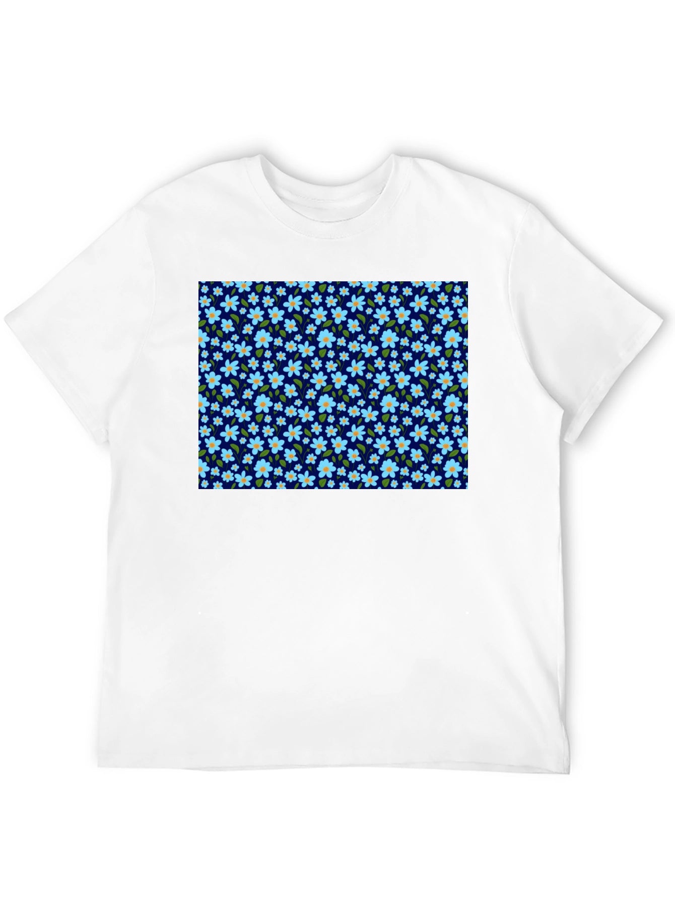 Floral Print Mens Black T-Shirt