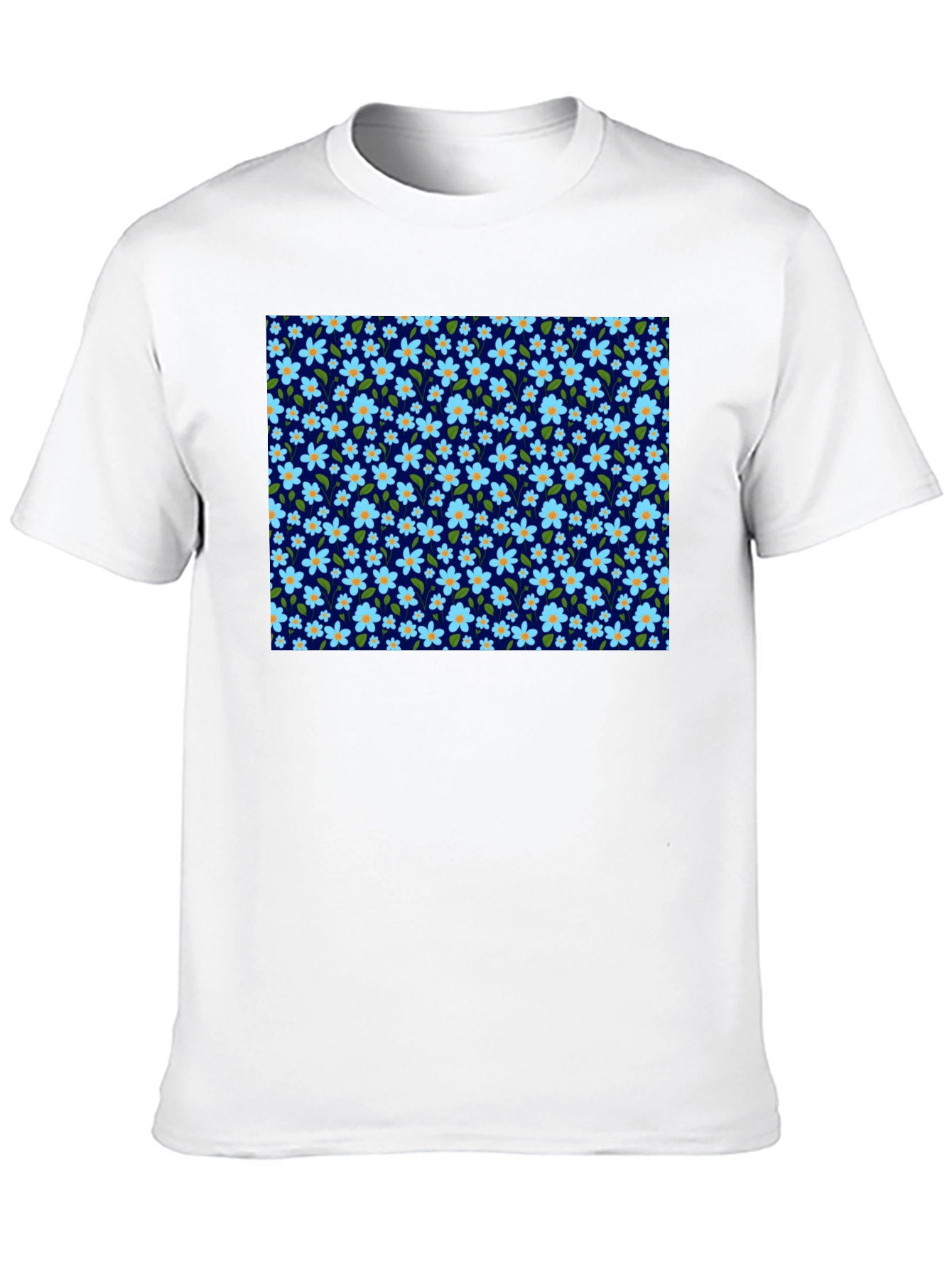 Floral Print Mens Black T-Shirt