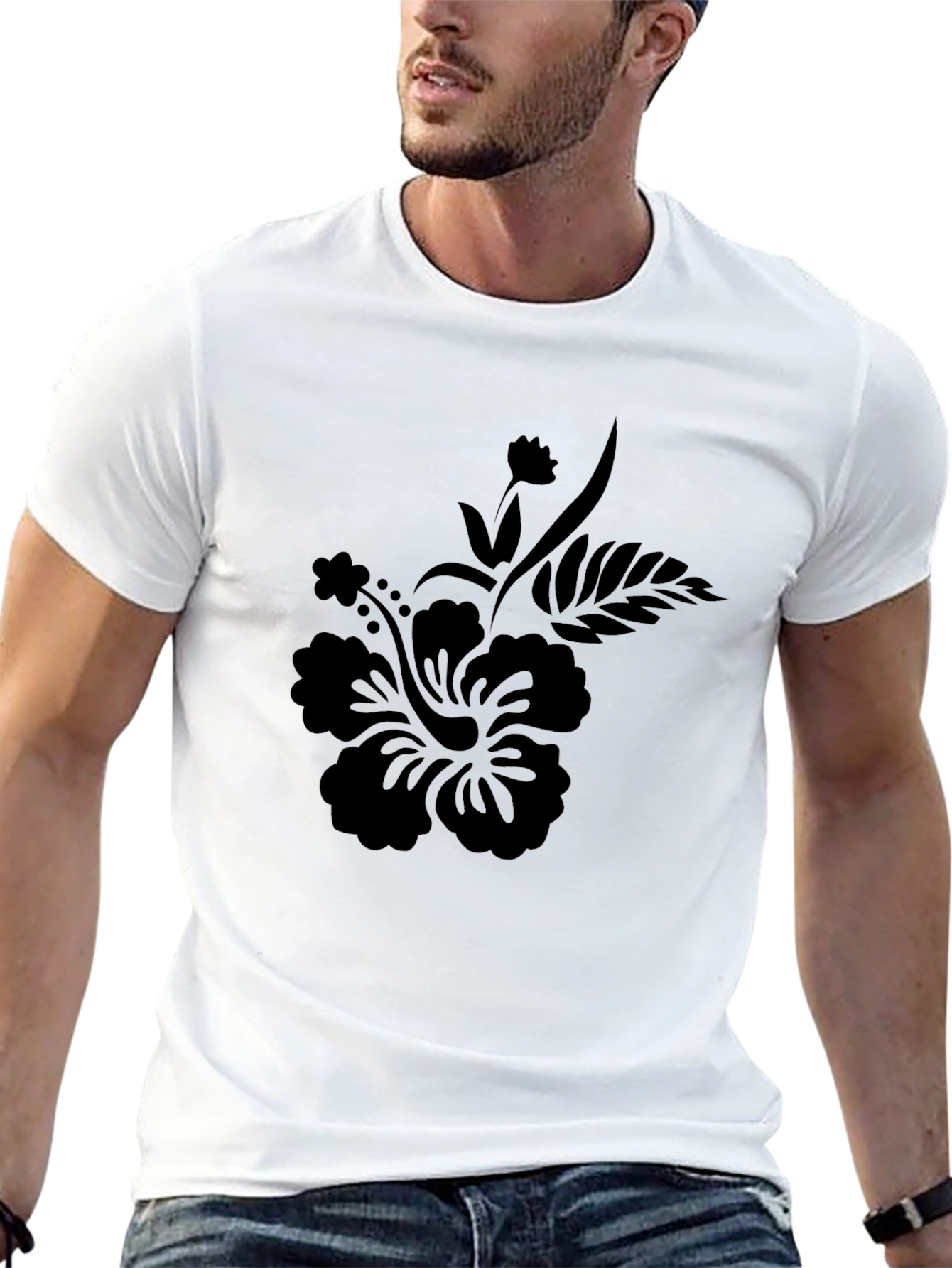 Black Floral Graphic Tee - Casual Comfort