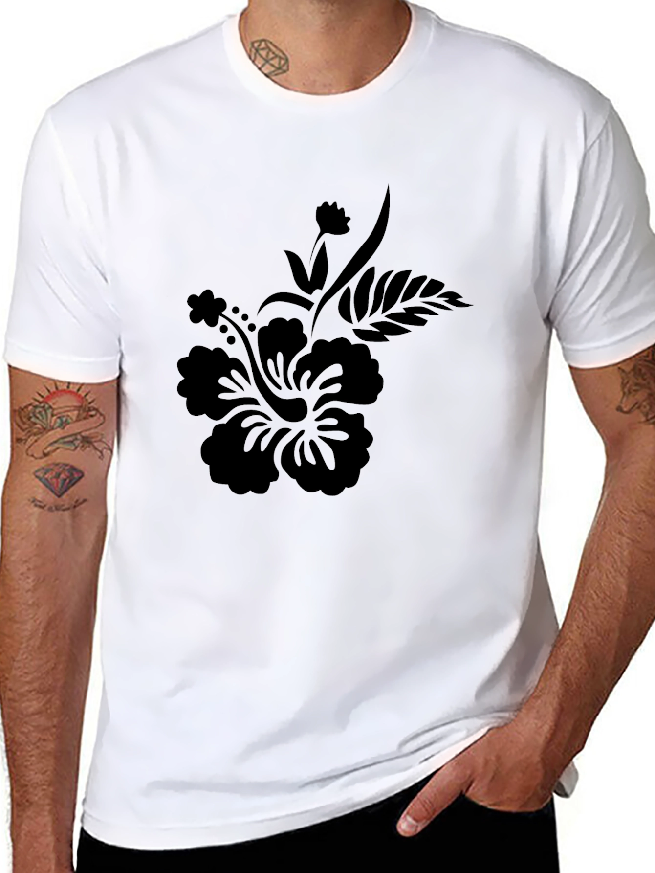 Black Floral Graphic Tee - Casual Comfort