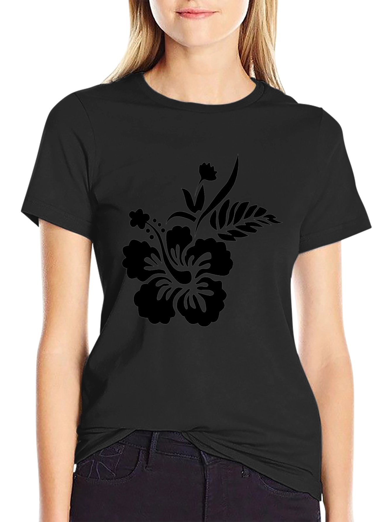 Black Floral Graphic Tee - Casual Comfort