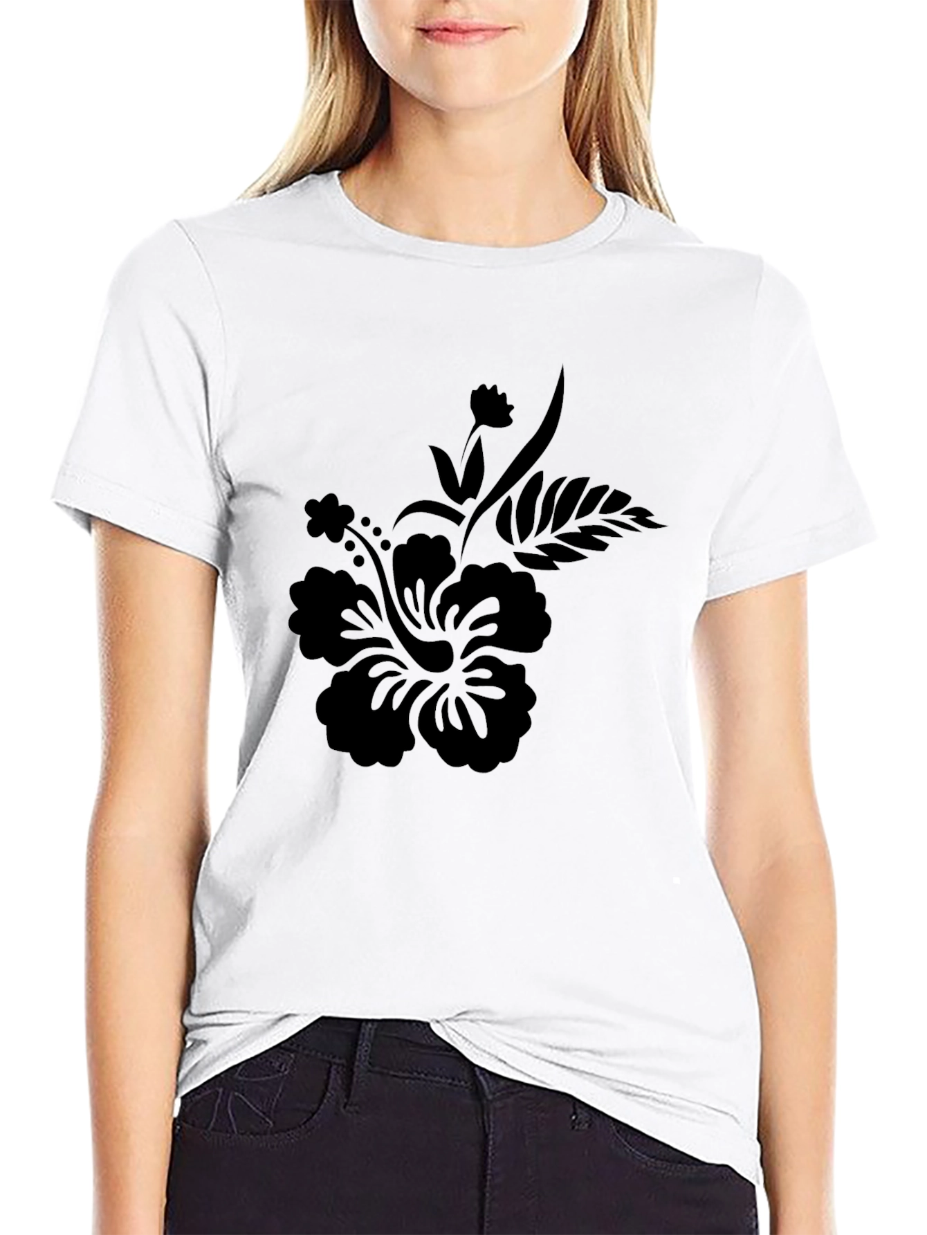 Black Floral Graphic Tee - Casual Comfort