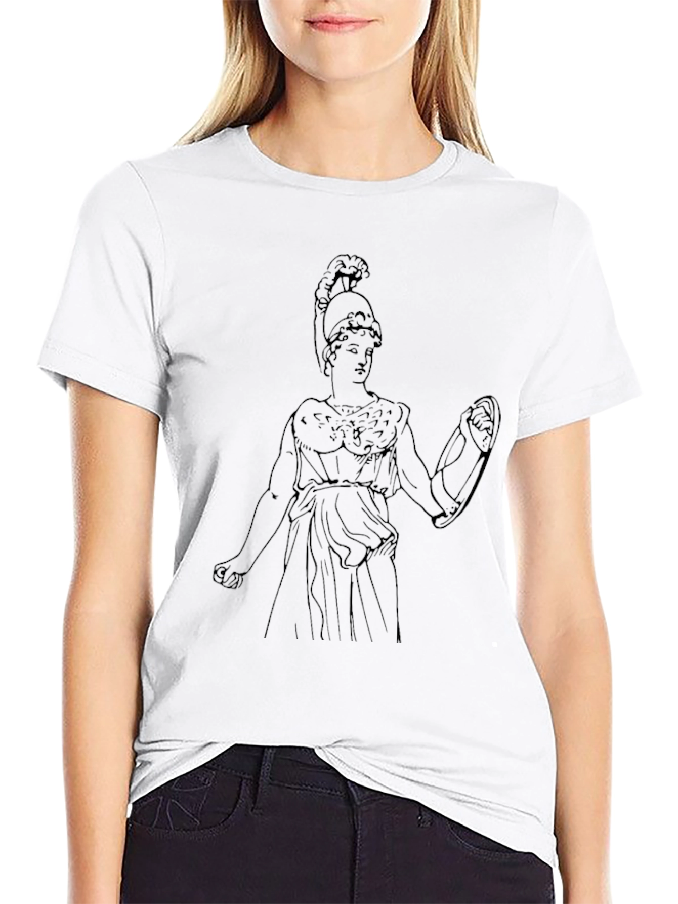 Athena Line Art Graphic Tee - Black