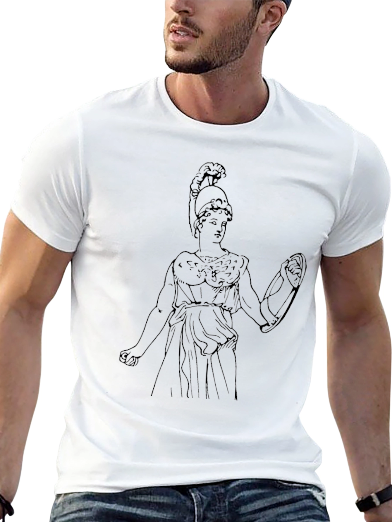 Athena Line Art Graphic Tee - Black