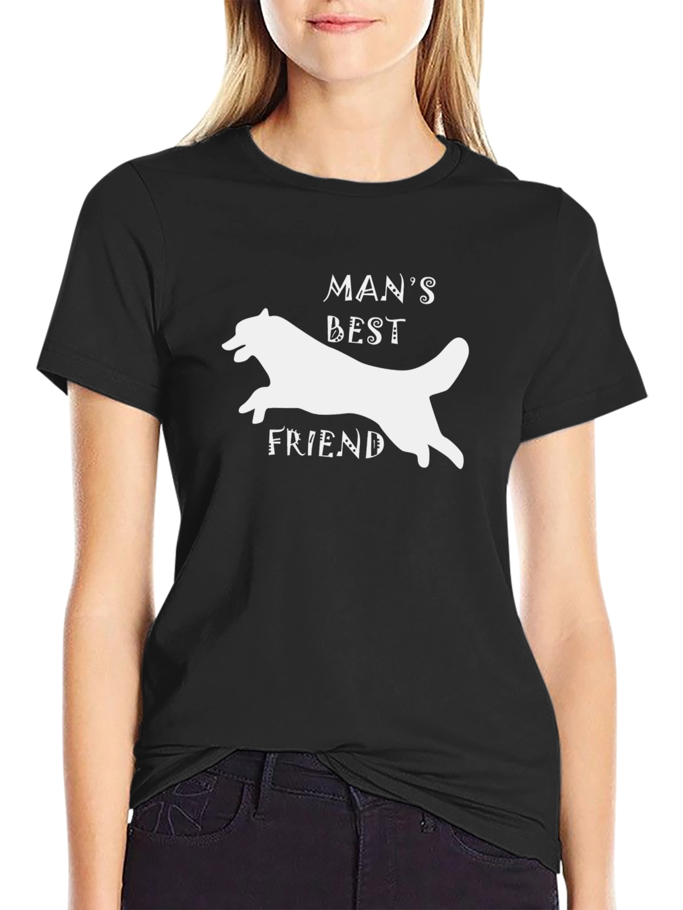 Mans Best Friend Dog Graphic T-Shirt - Black