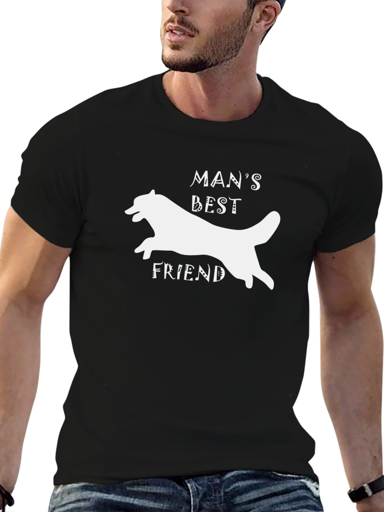 Mans Best Friend Dog Graphic T-Shirt - Black