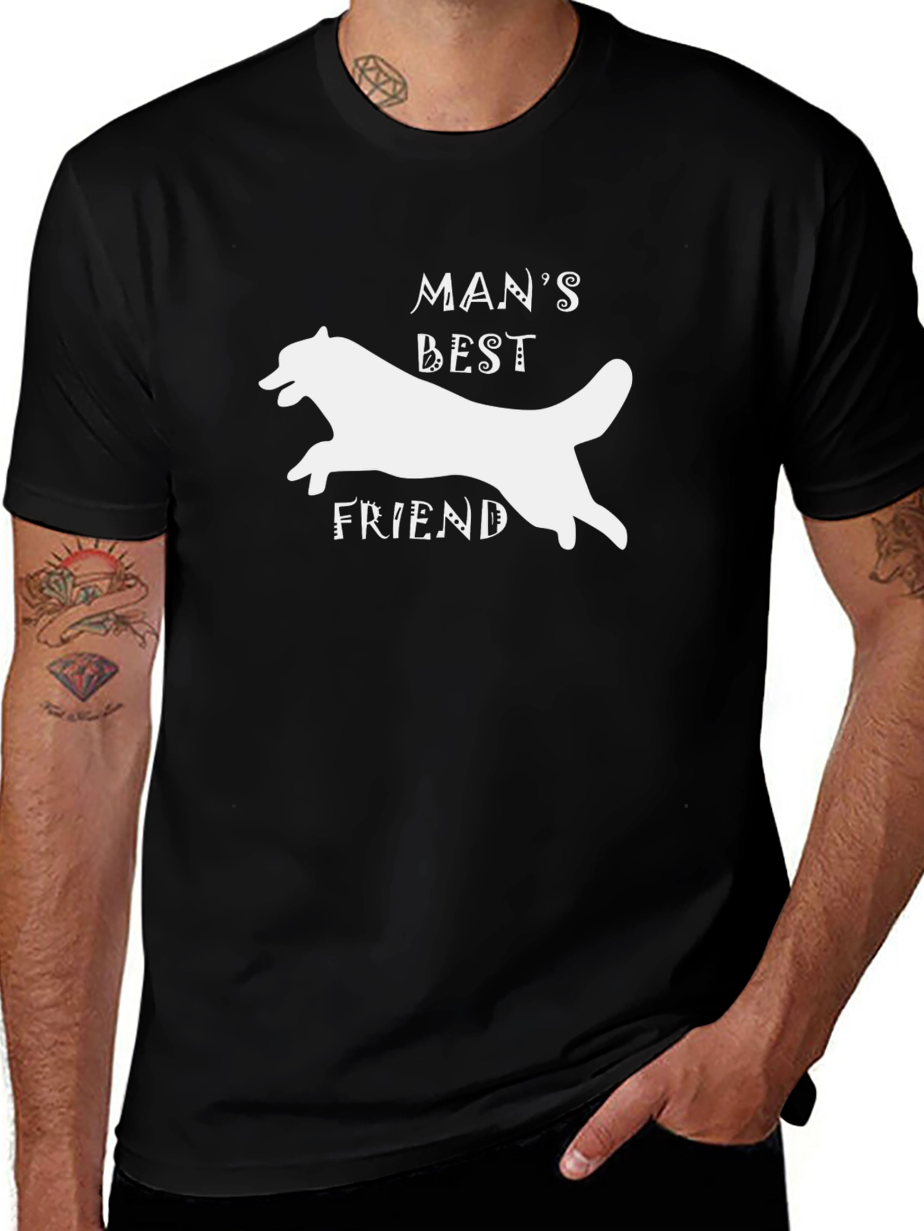 Mans Best Friend Dog Graphic T-Shirt - Black