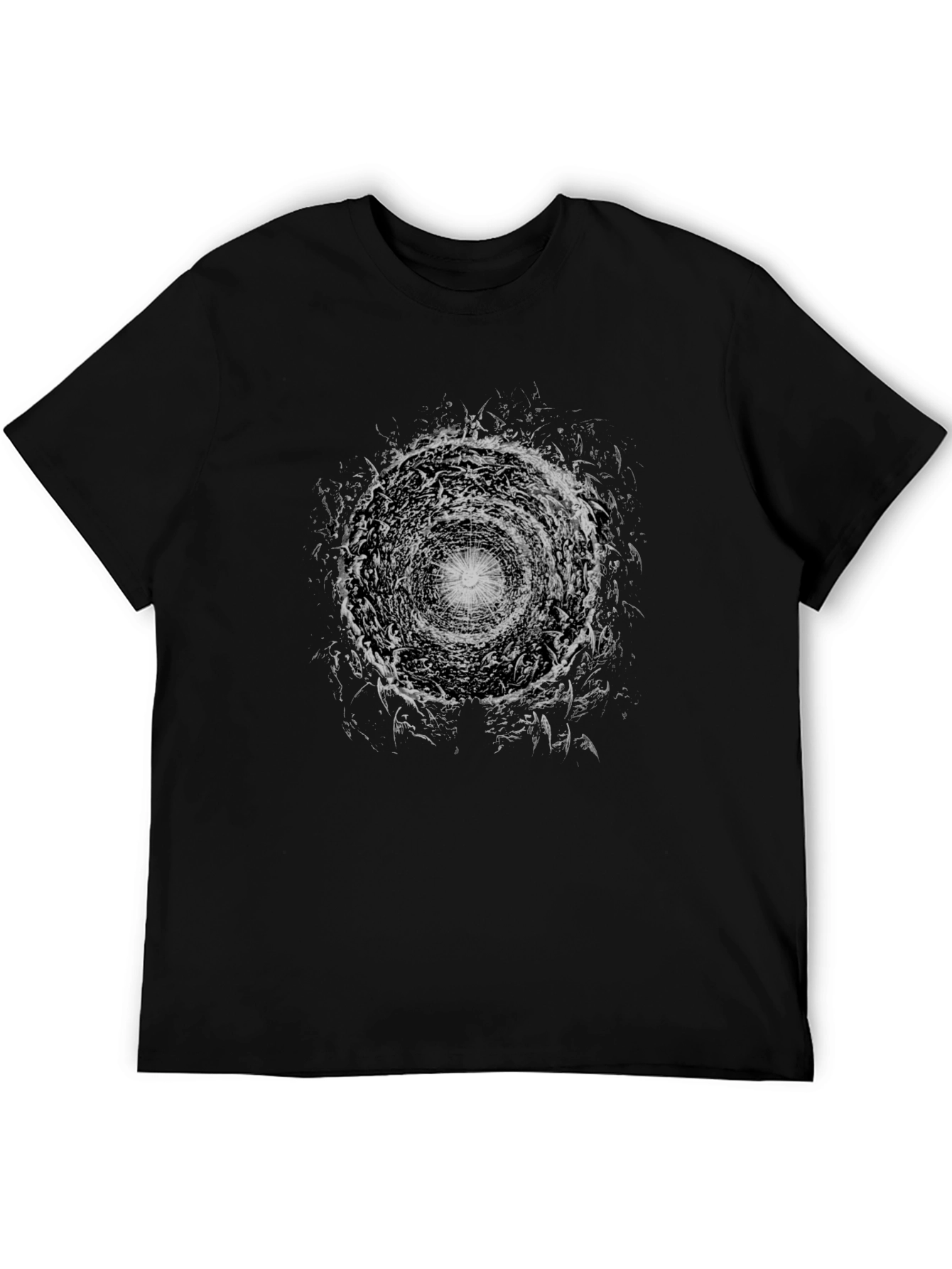 Abstract Vortex Graphic Print Tee - Black