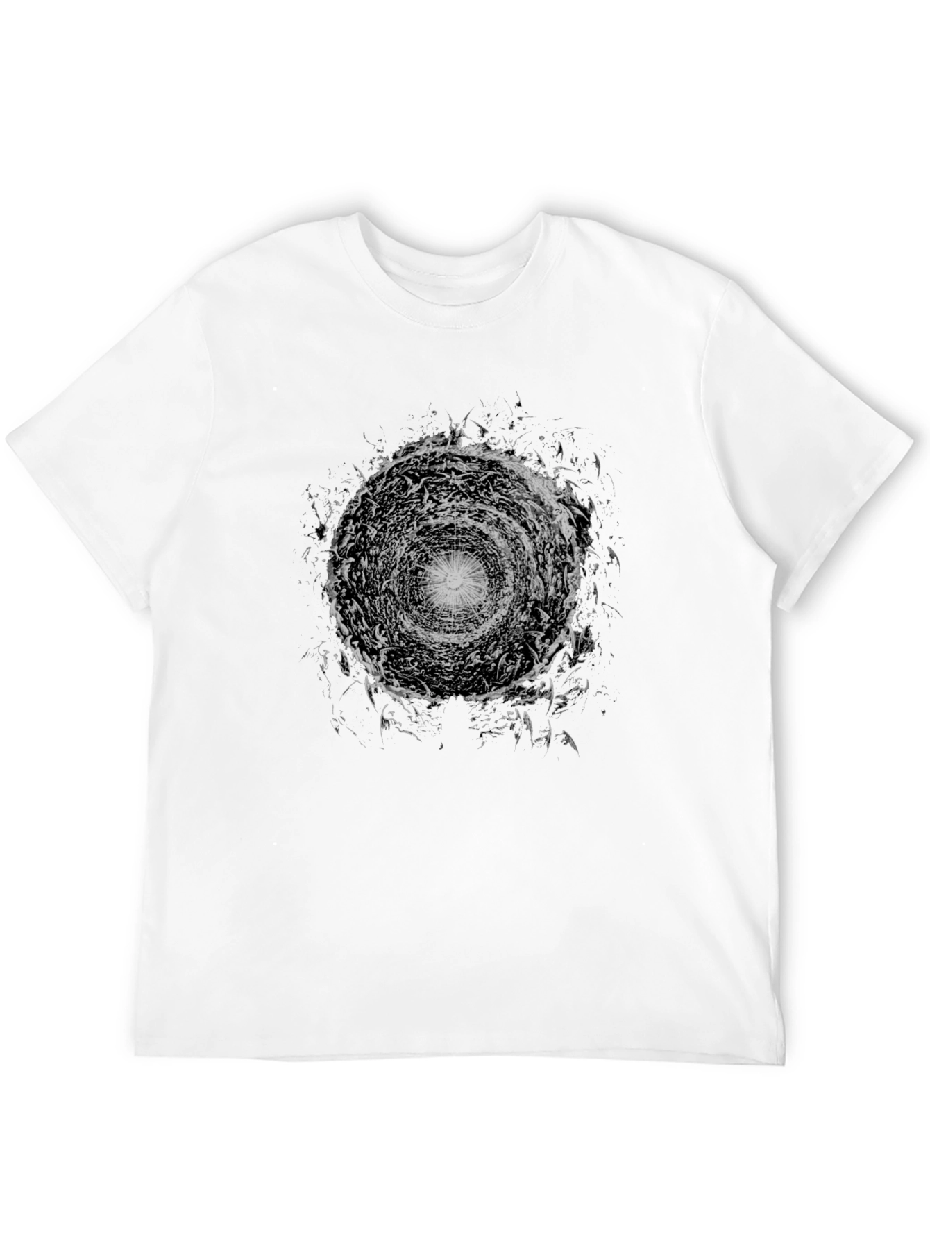 Abstract Vortex Graphic Print Tee - Black