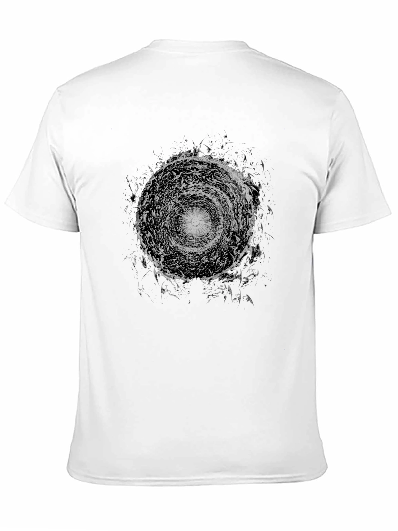 Abstract Vortex Graphic Print Tee - Black