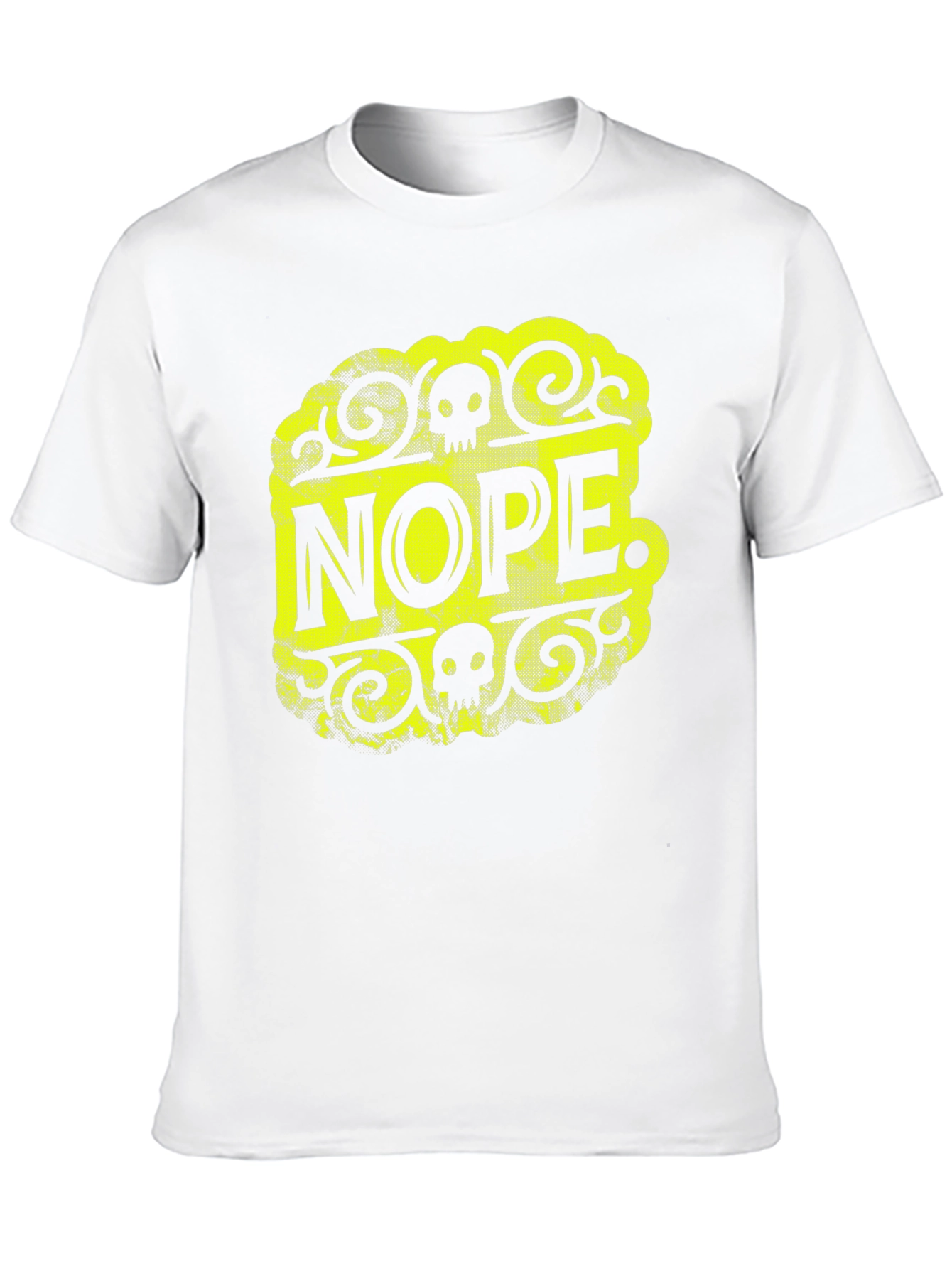 Nope Graphic Tee - Black Cotton Skull Design
