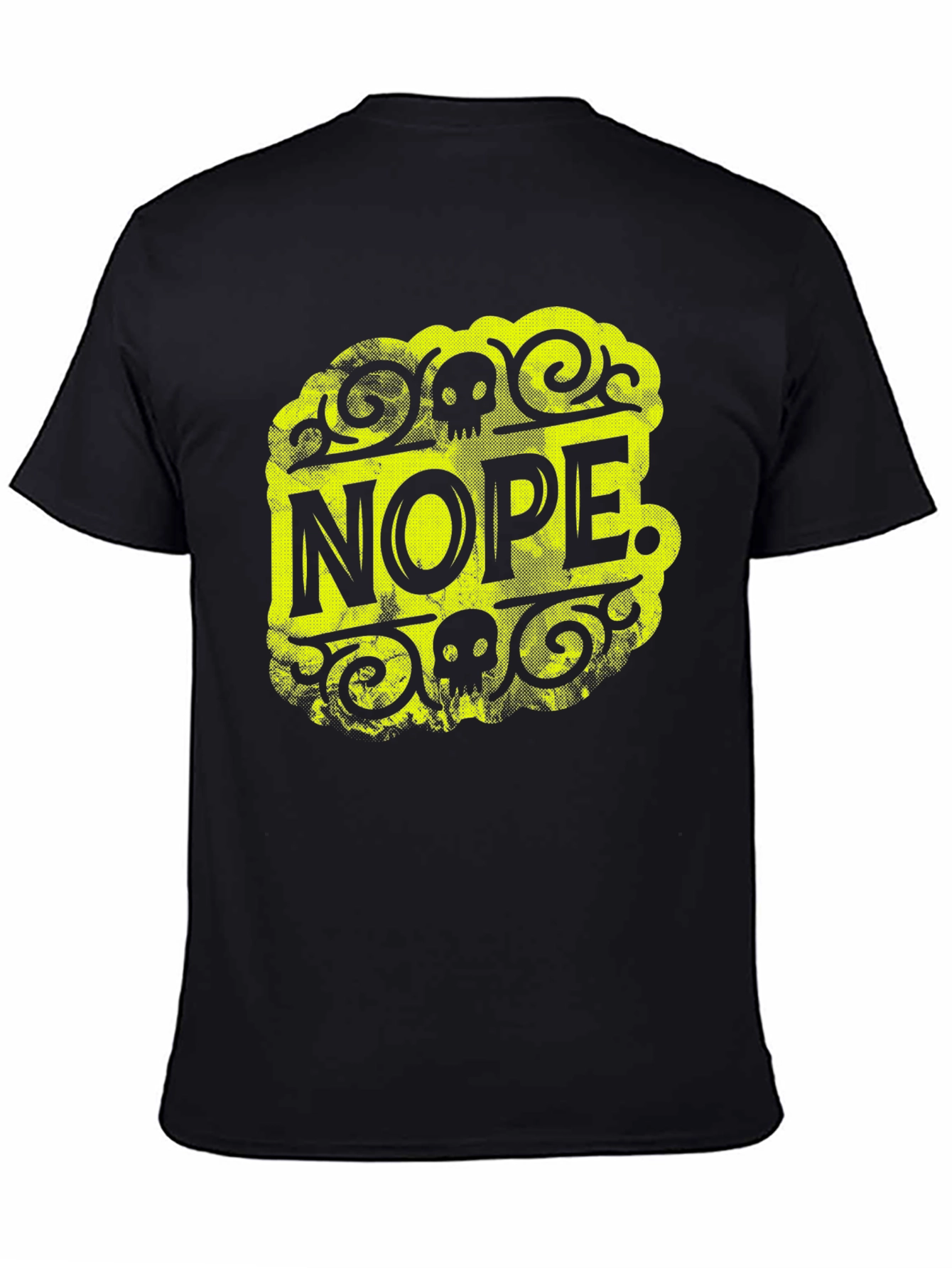 Nope Graphic Tee - Black Cotton Skull Design
