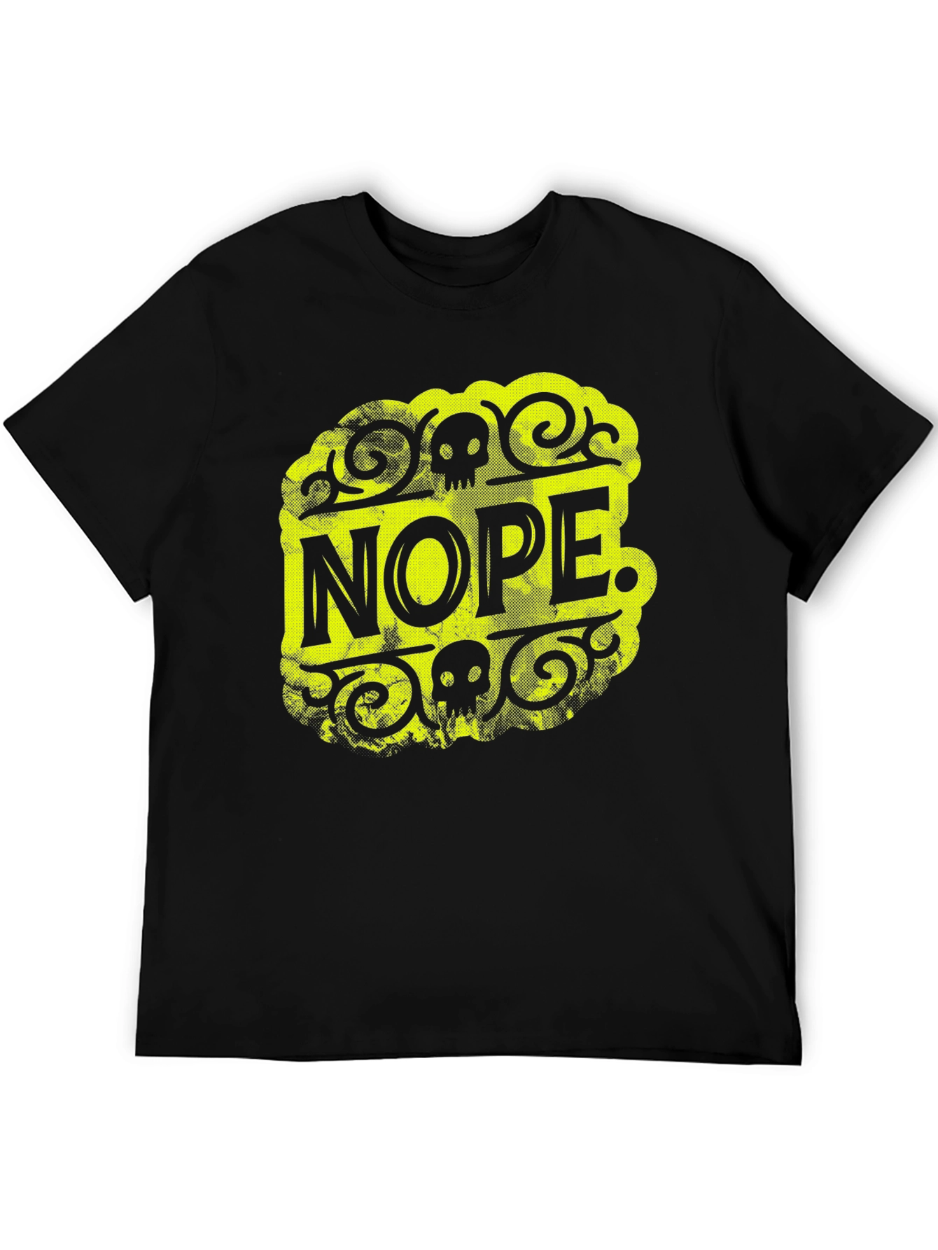 Nope Graphic Tee - Black Cotton Skull Design