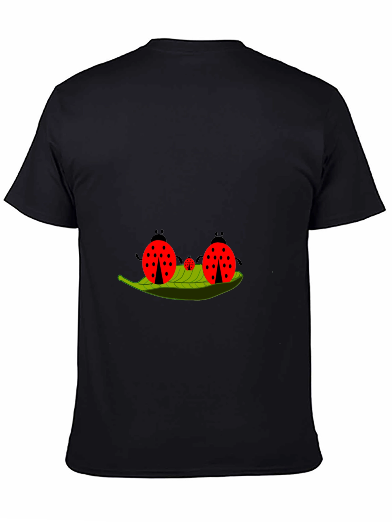 Ladybug Family Graphic Tee - Black Cotton T-Shirt