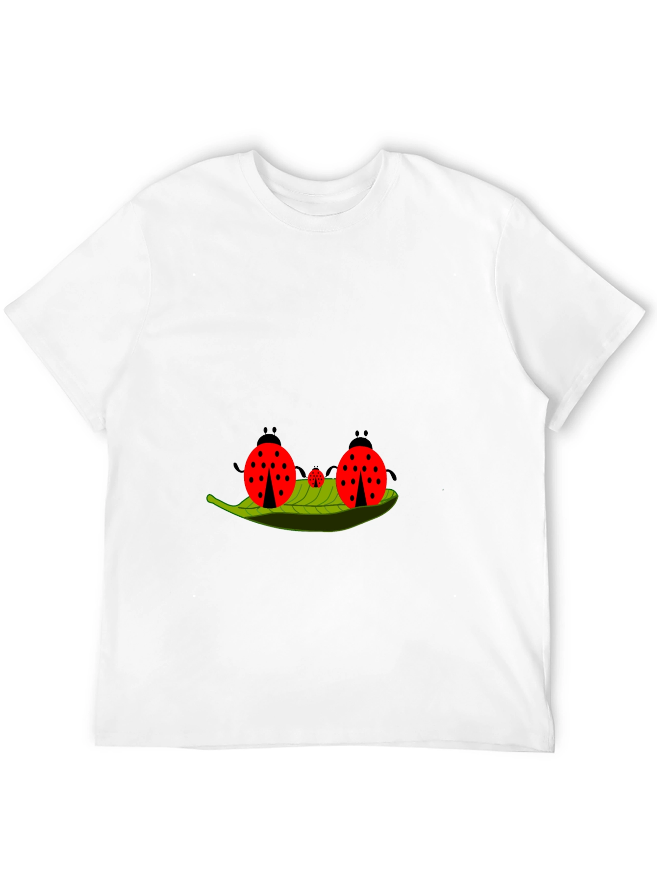 Ladybug Family Graphic Tee - Black Cotton T-Shirt