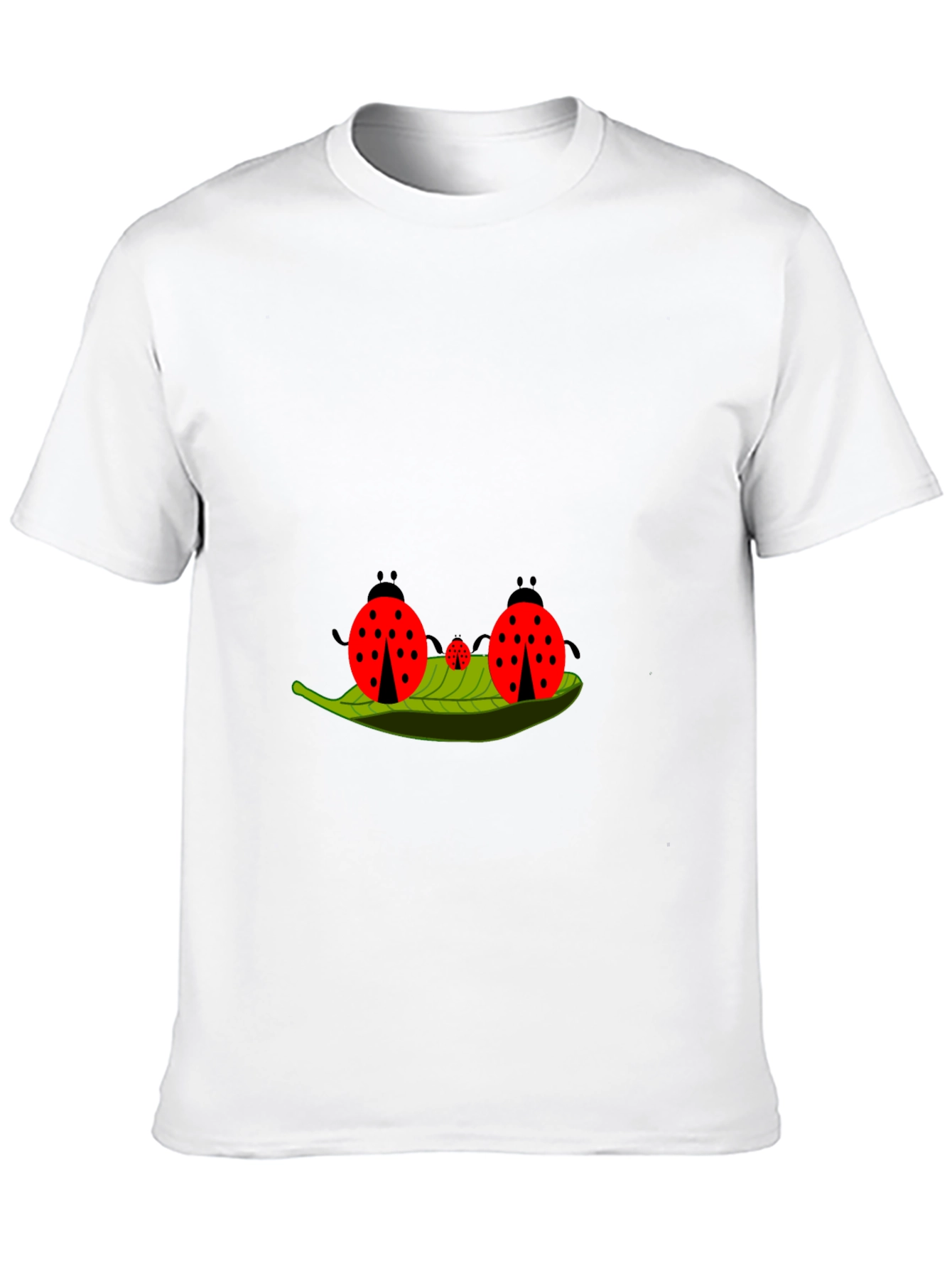 Ladybug Family Graphic Tee - Black Cotton T-Shirt