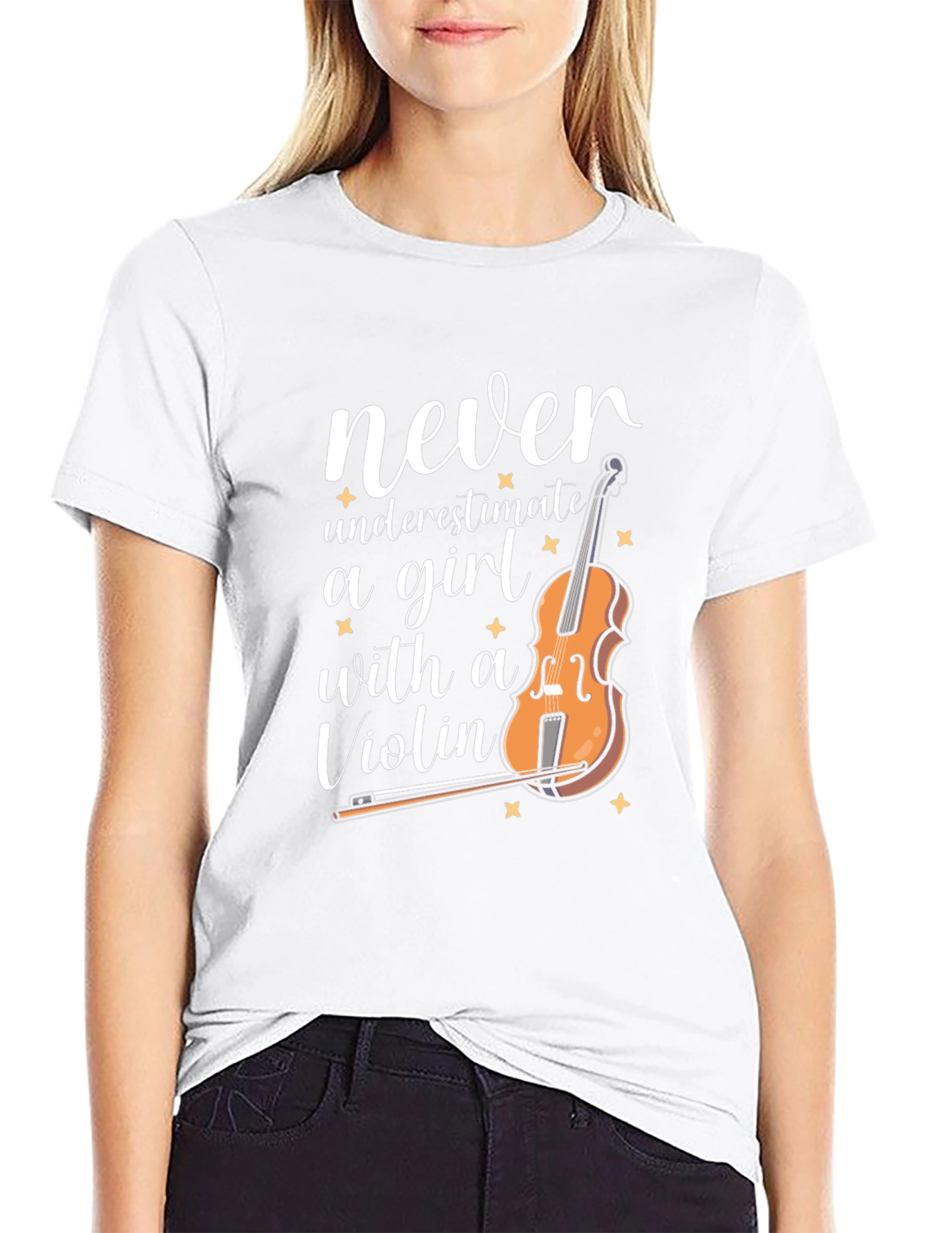 Never Underestimate a Girl with a Violin T-Shirt