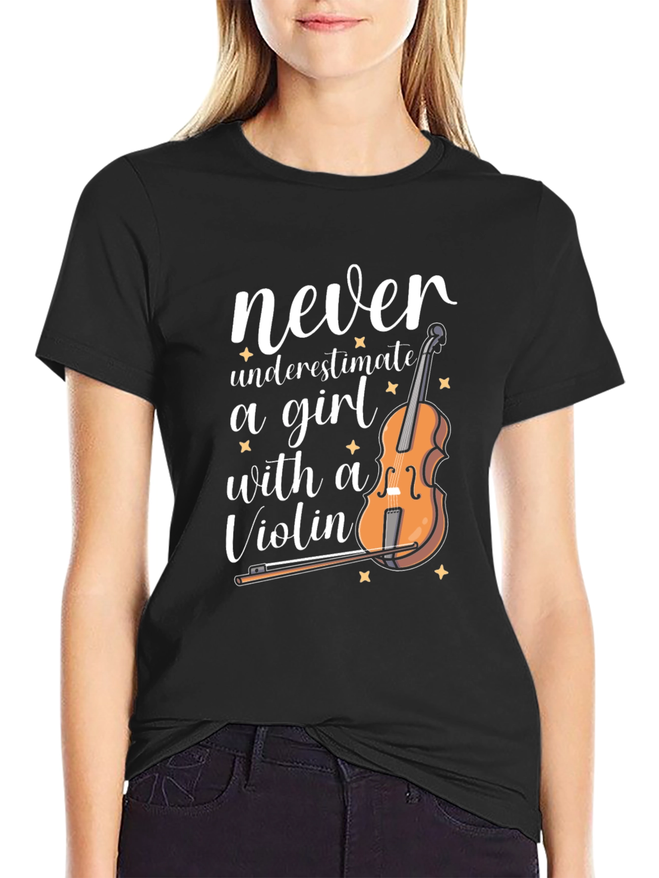 Never Underestimate a Girl with a Violin T-Shirt