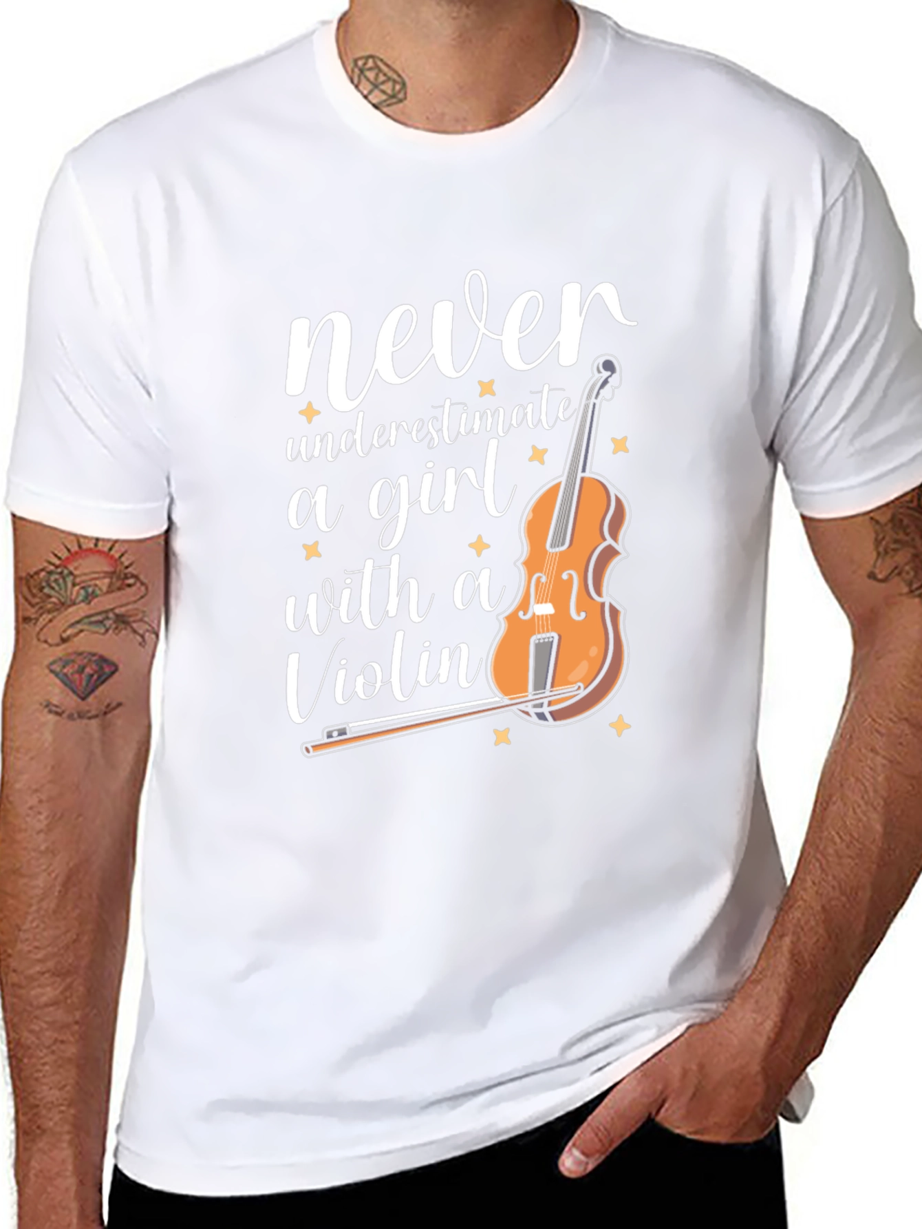 Never Underestimate a Girl with a Violin T-Shirt