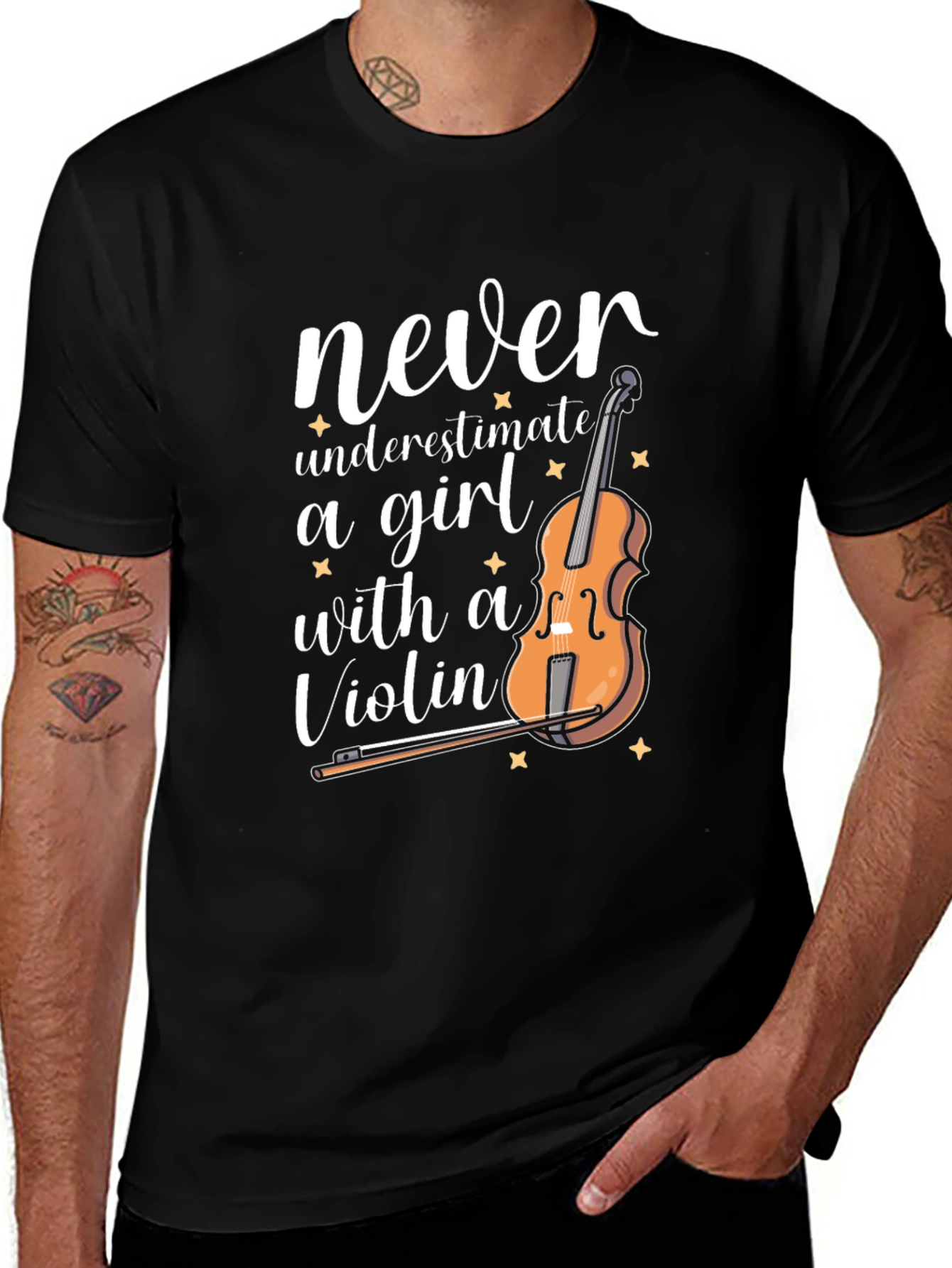Never Underestimate a Girl with a Violin T-Shirt