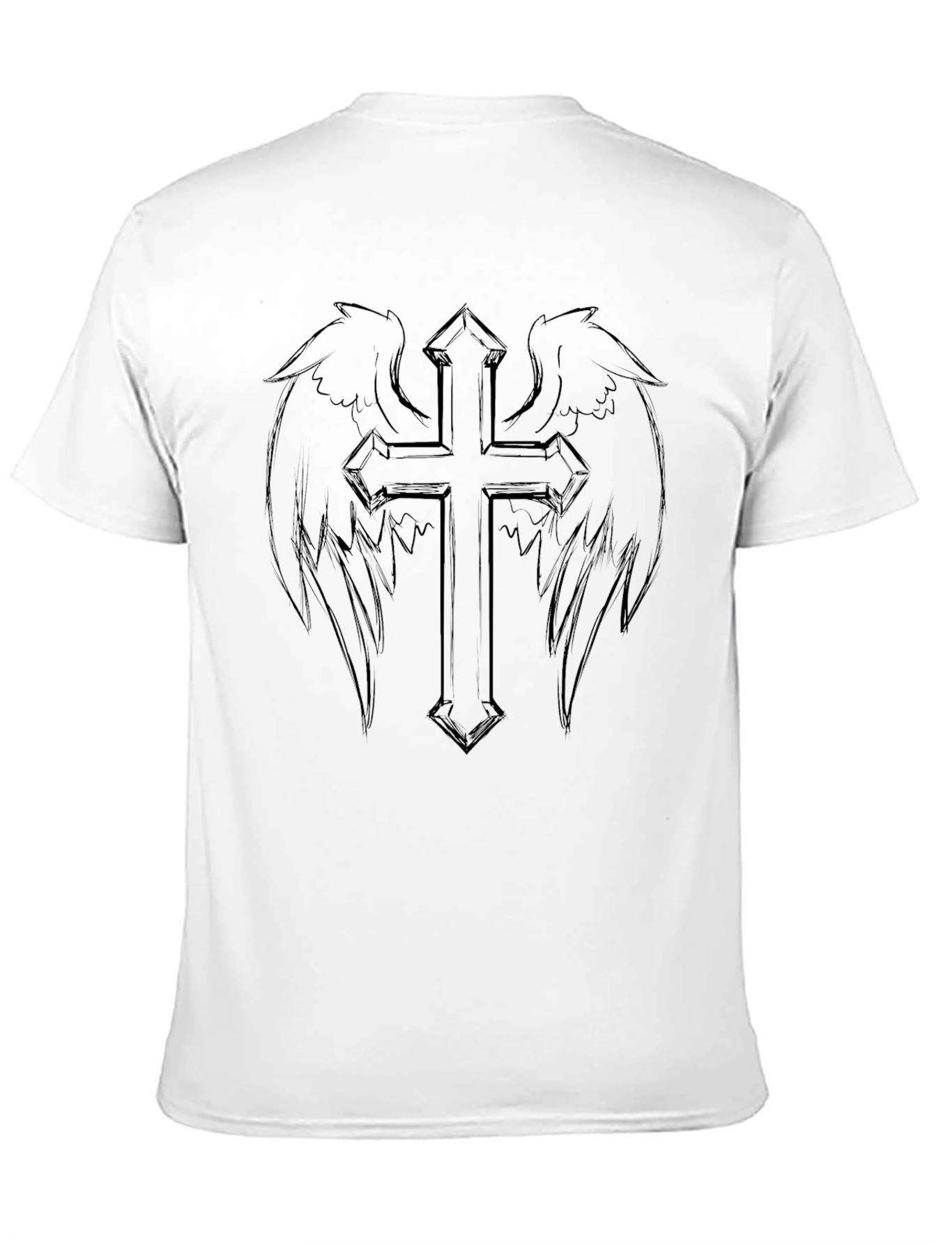 Winged Cross Graphic Black T-Shirt