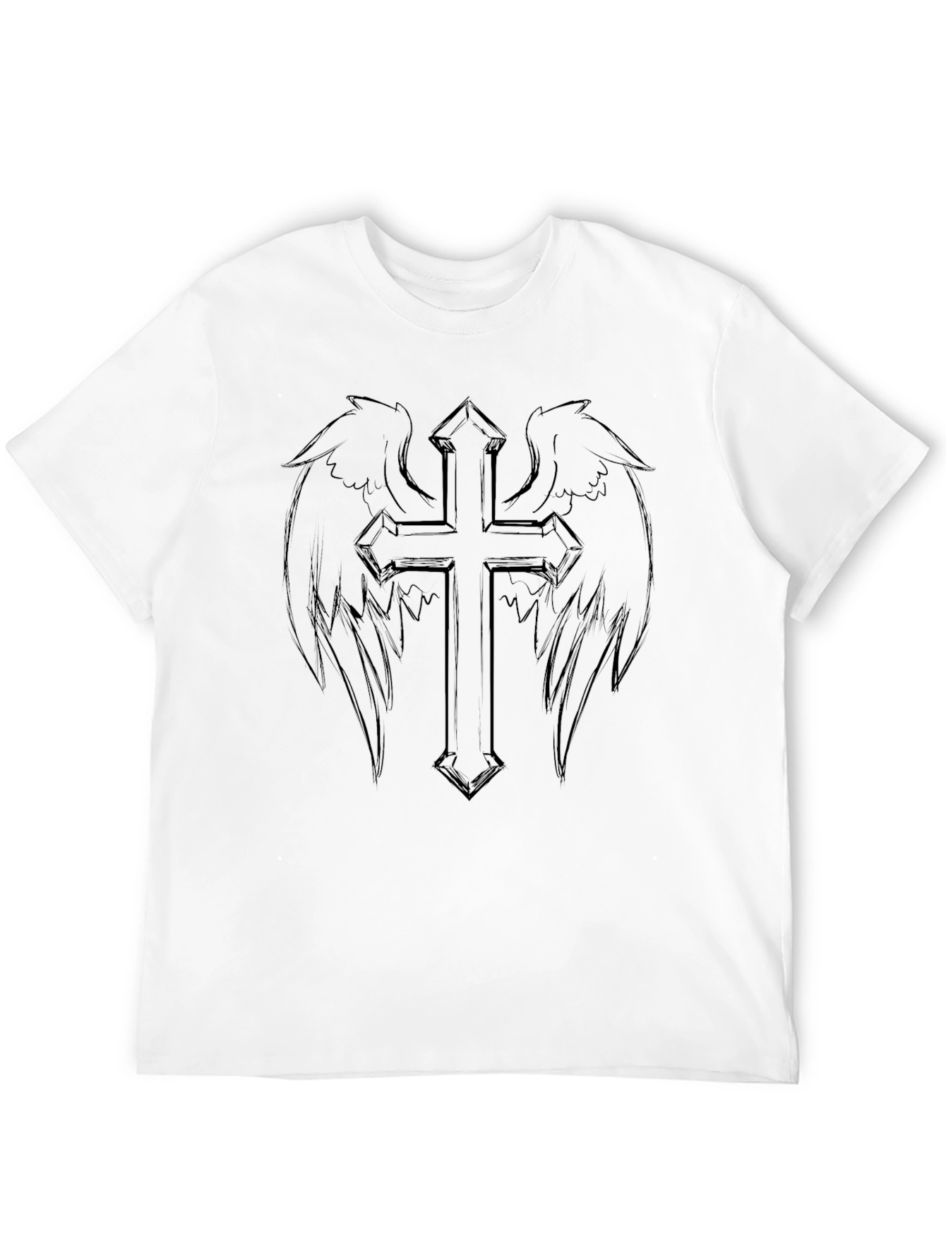 Winged Cross Graphic Black T-Shirt