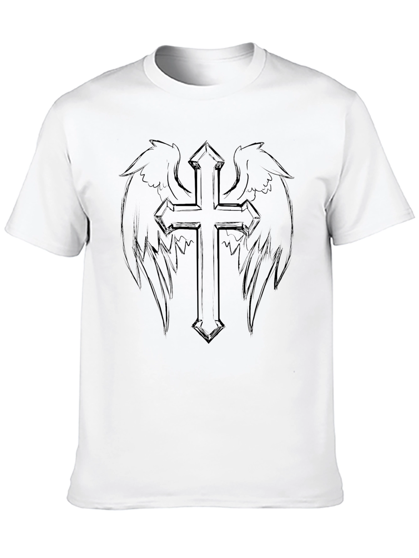 Winged Cross Graphic Black T-Shirt