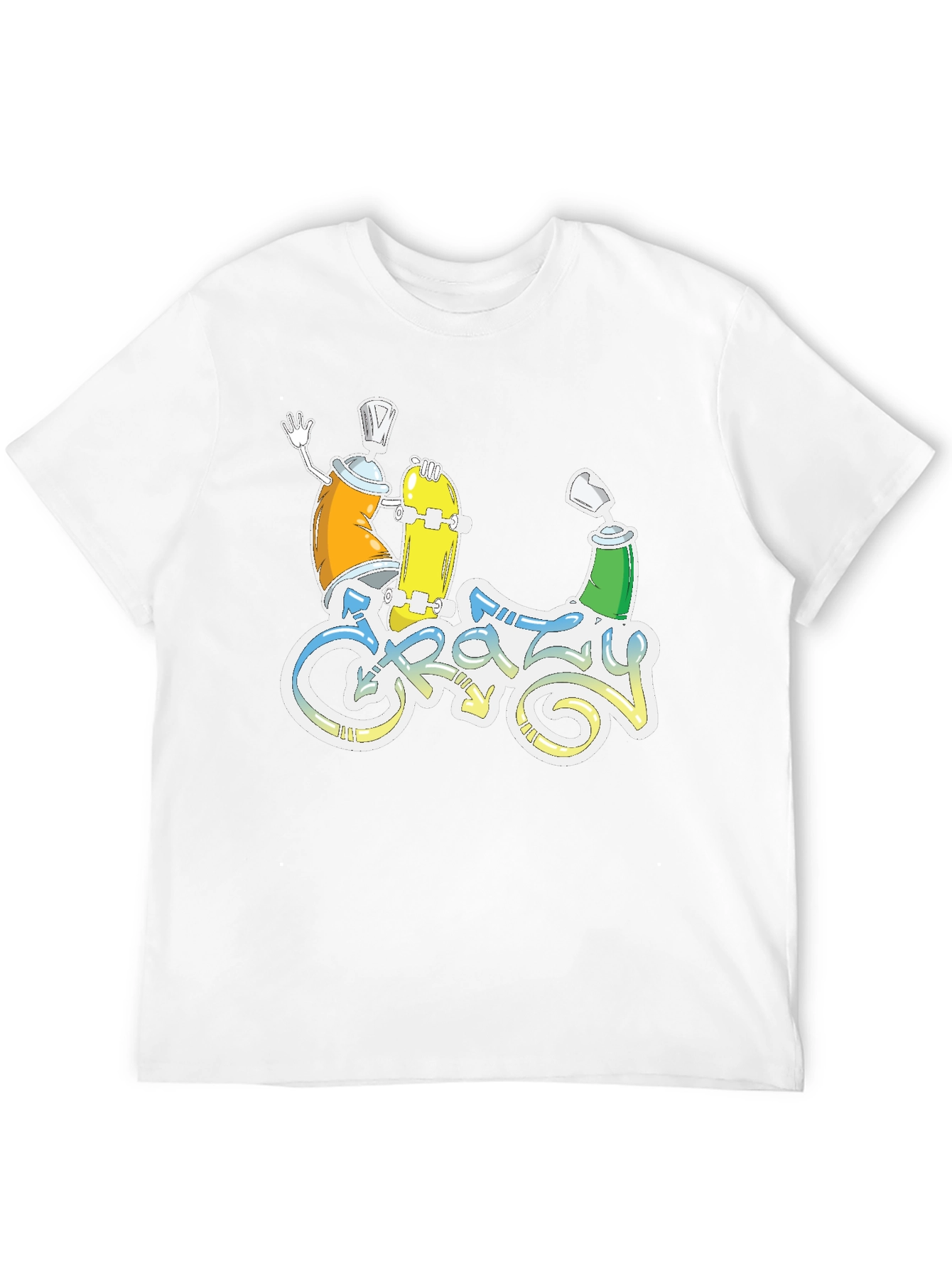 Crazy Graphic Tee - Skateboarding Spray Paint Art T-Shirt