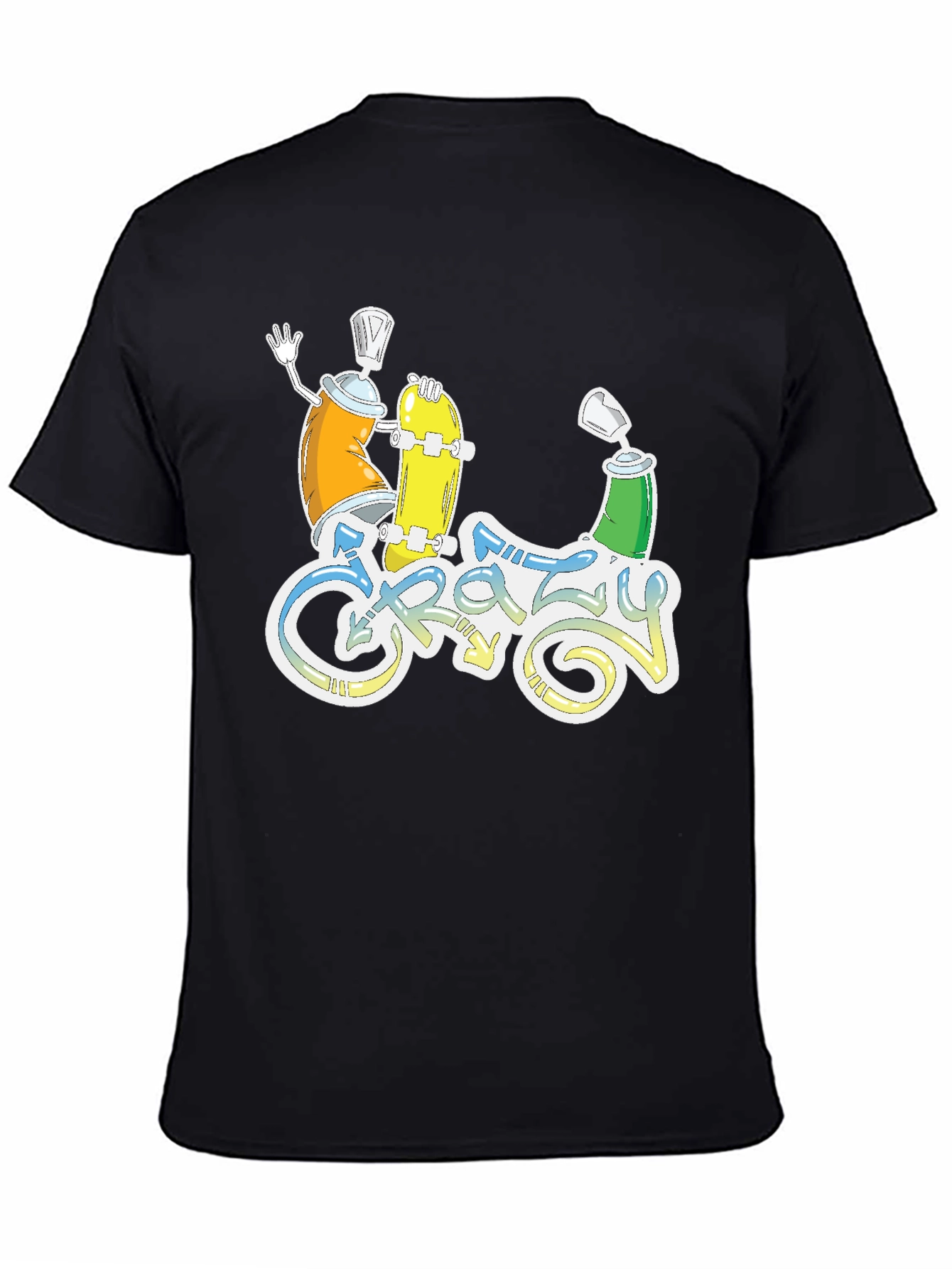 Crazy Graphic Tee - Skateboarding Spray Paint Art T-Shirt