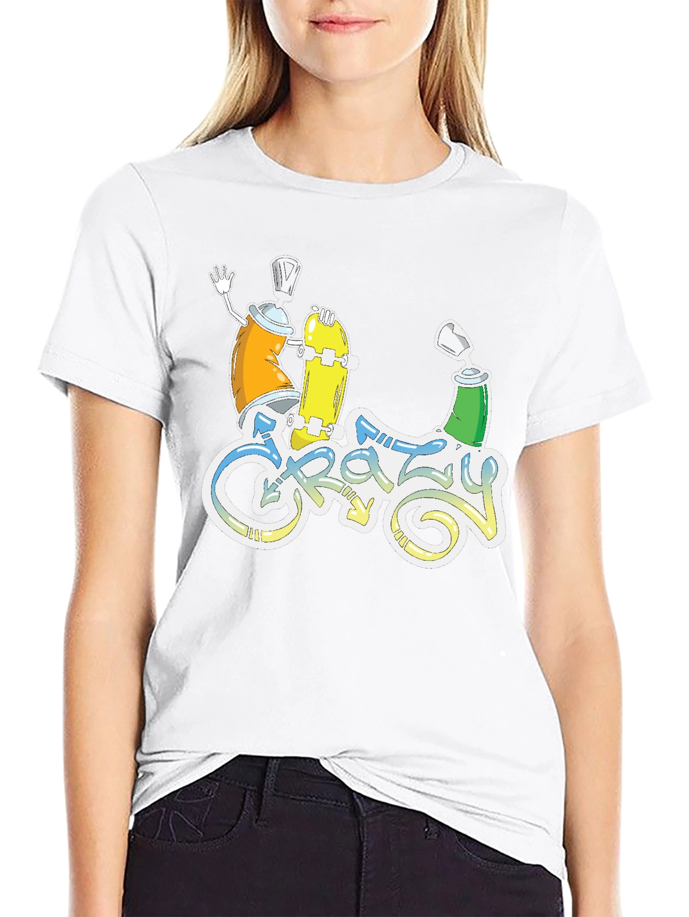 Crazy Graphic Tee - Skateboarding Spray Paint Art T-Shirt
