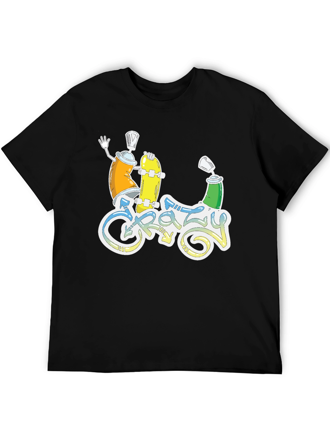 Crazy Graphic Tee - Skateboarding Spray Paint Art T-Shirt