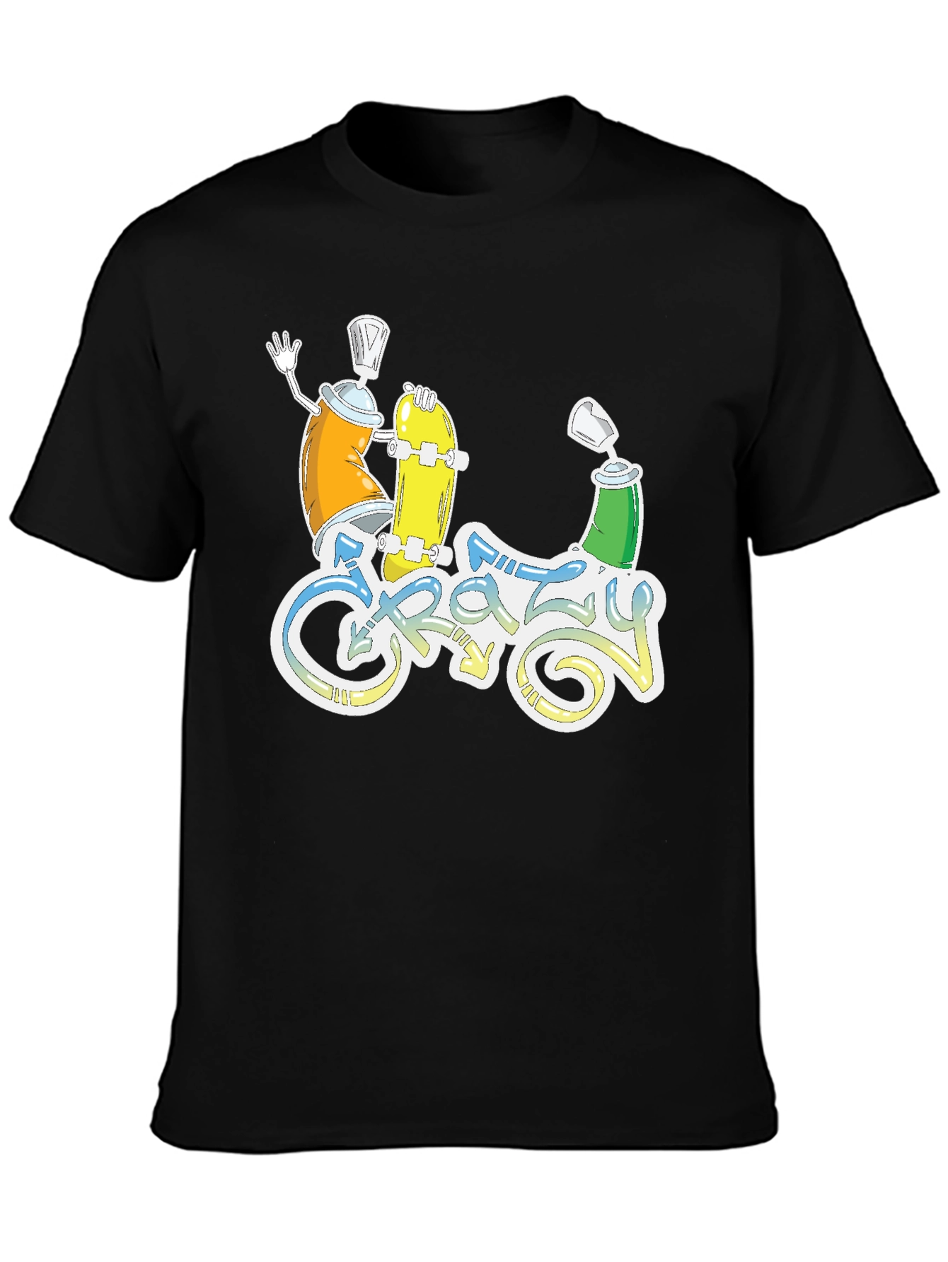 Crazy Graphic Tee - Skateboarding Spray Paint Art T-Shirt